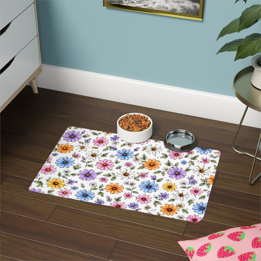 Floral Daisy Pet Food Mat (12x18)