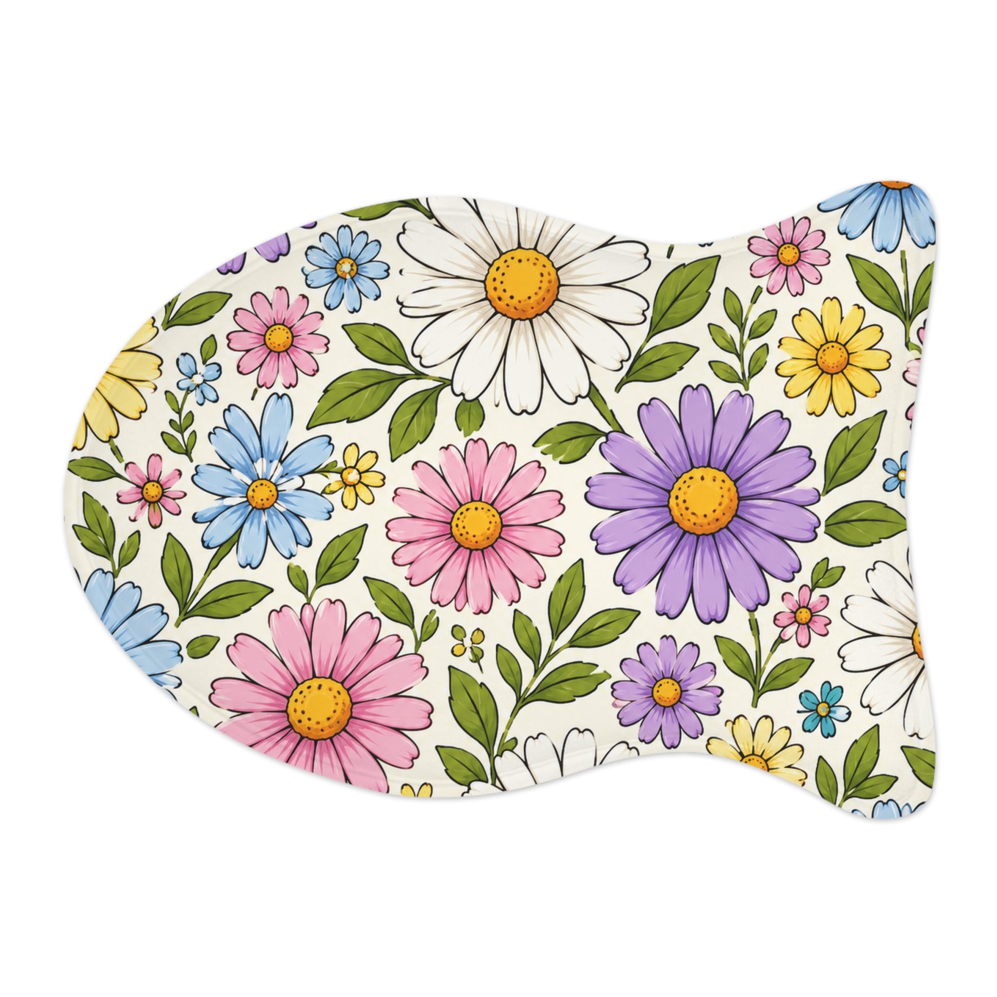 Floral Daisy Pet Feeding Mat — Colorful Spring Flowers Placemat for Dogs & Cats