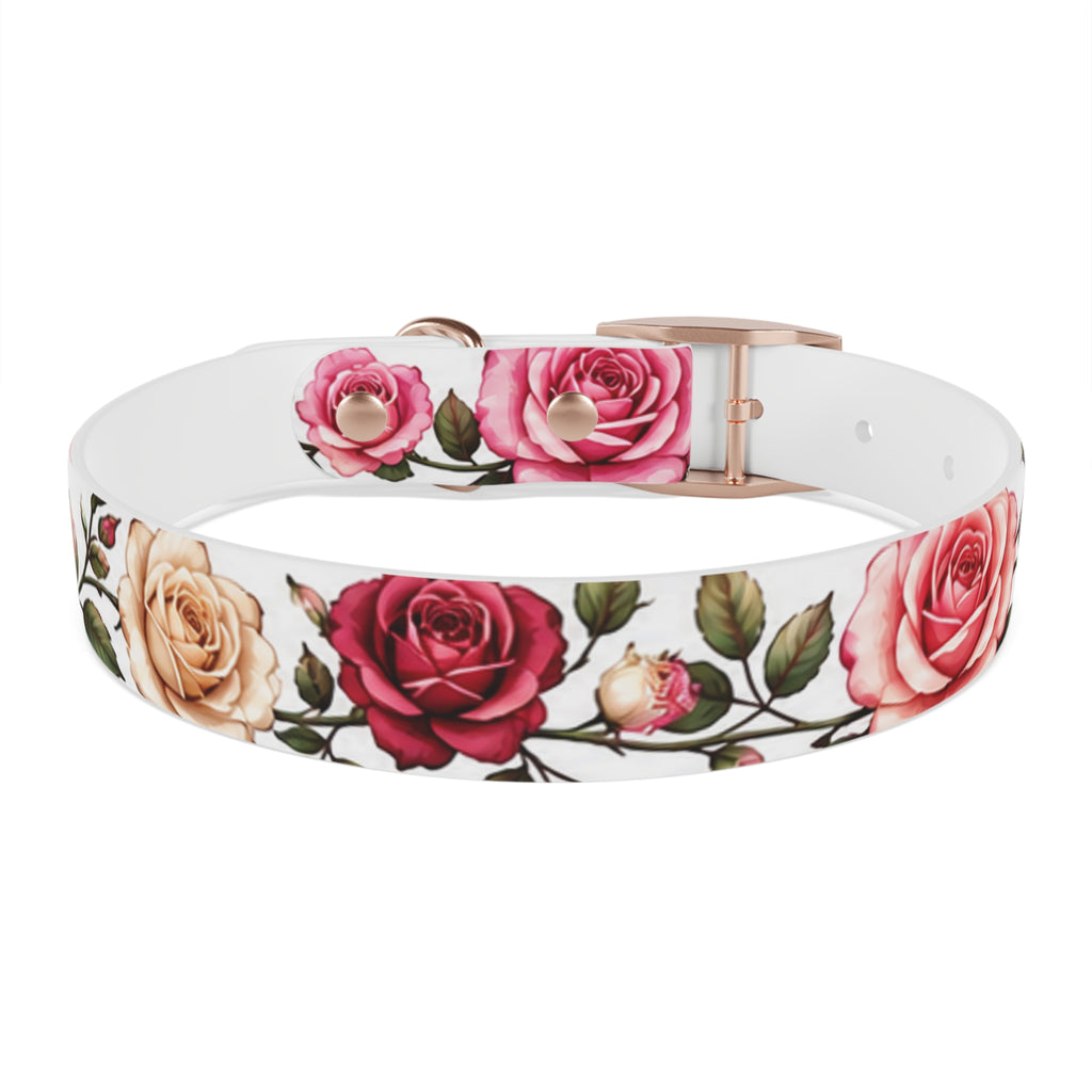 Floral Rose Dog Collar — Pink & Cream Garden Print