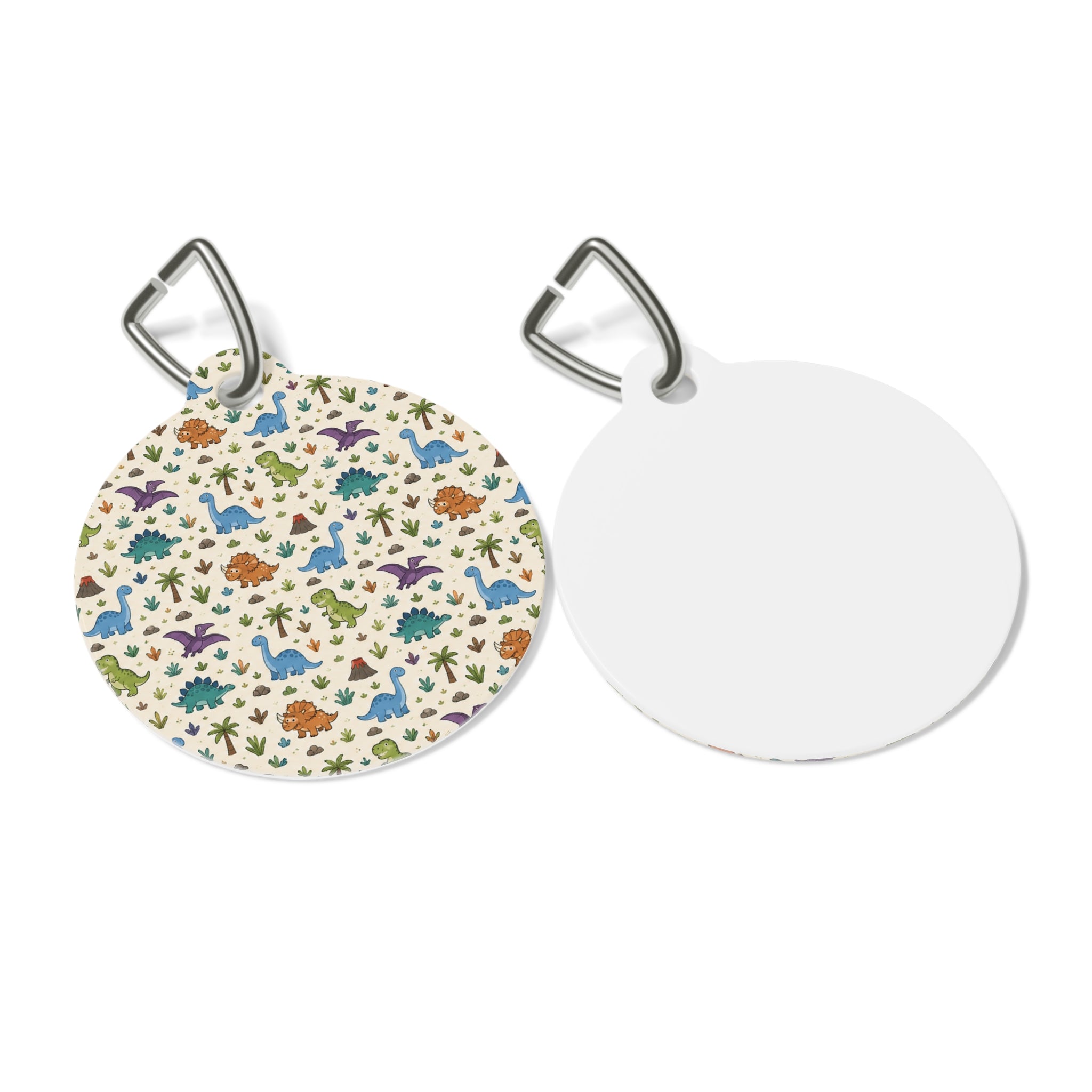 Dinosaur Pattern Pet Tag — Cute Colorful Dino ID Tag for Dogs & Cats
