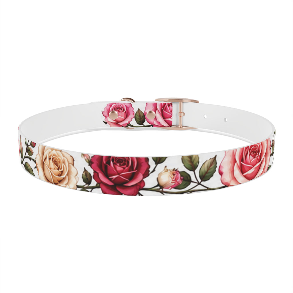 Floral Rose Dog Collar — Pink & Cream Garden Print