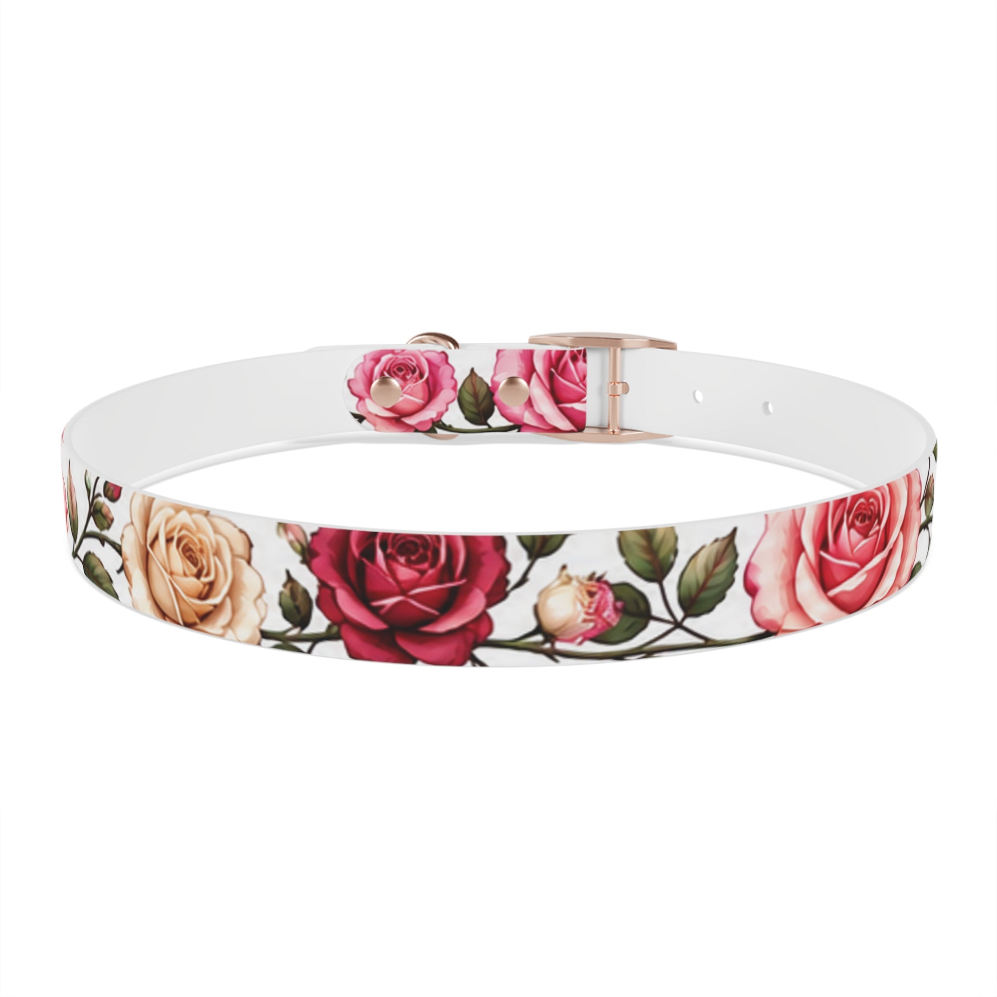 Floral Rose Dog Collar — Pink & Cream Garden Print