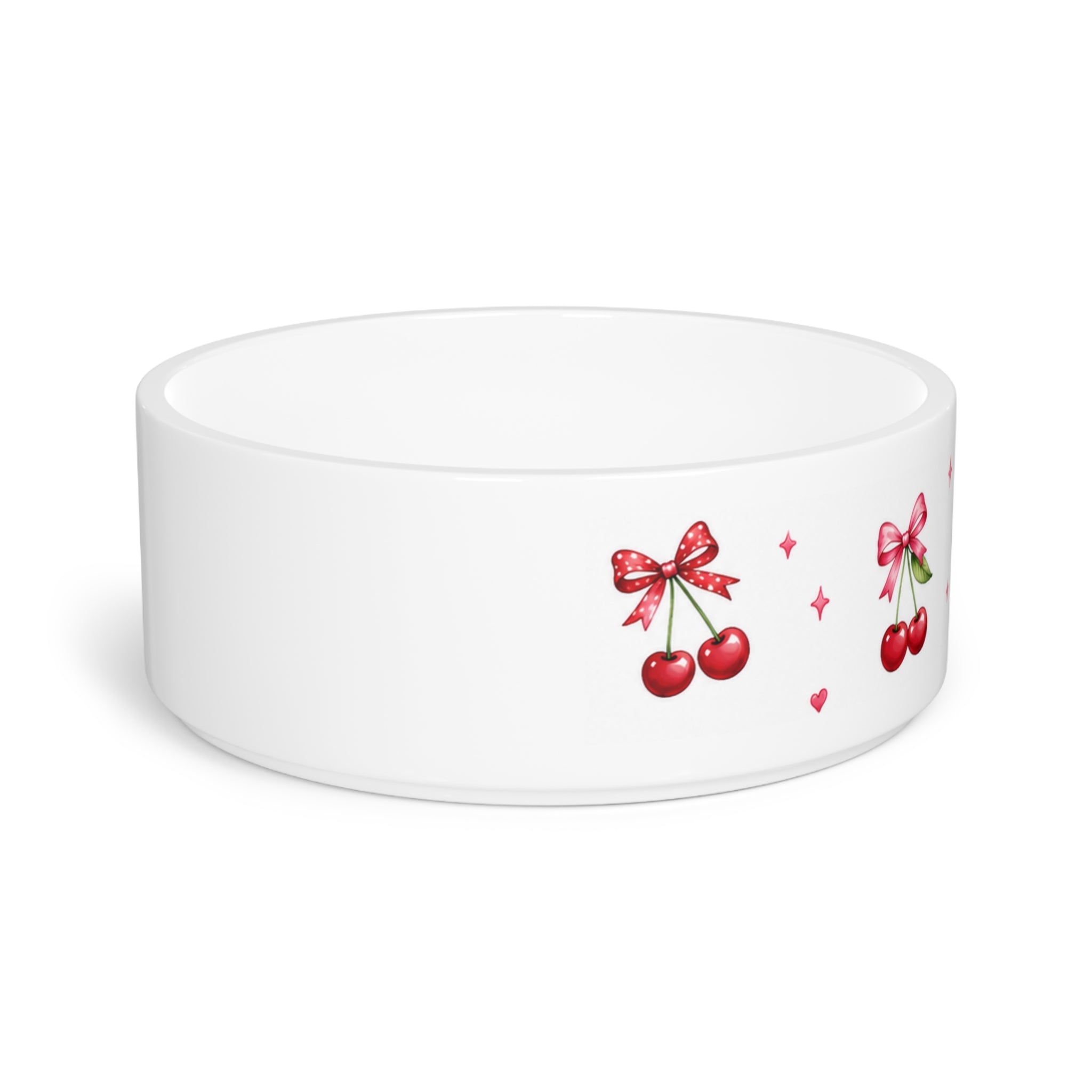 Cherry Bow Pet Bowl — Cute Ceramic Dog & Cat Food Bowl