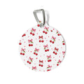 Cherry Bow Pet ID Tag — Cute Pink Cherry Pattern Dog & Cat Name Tag