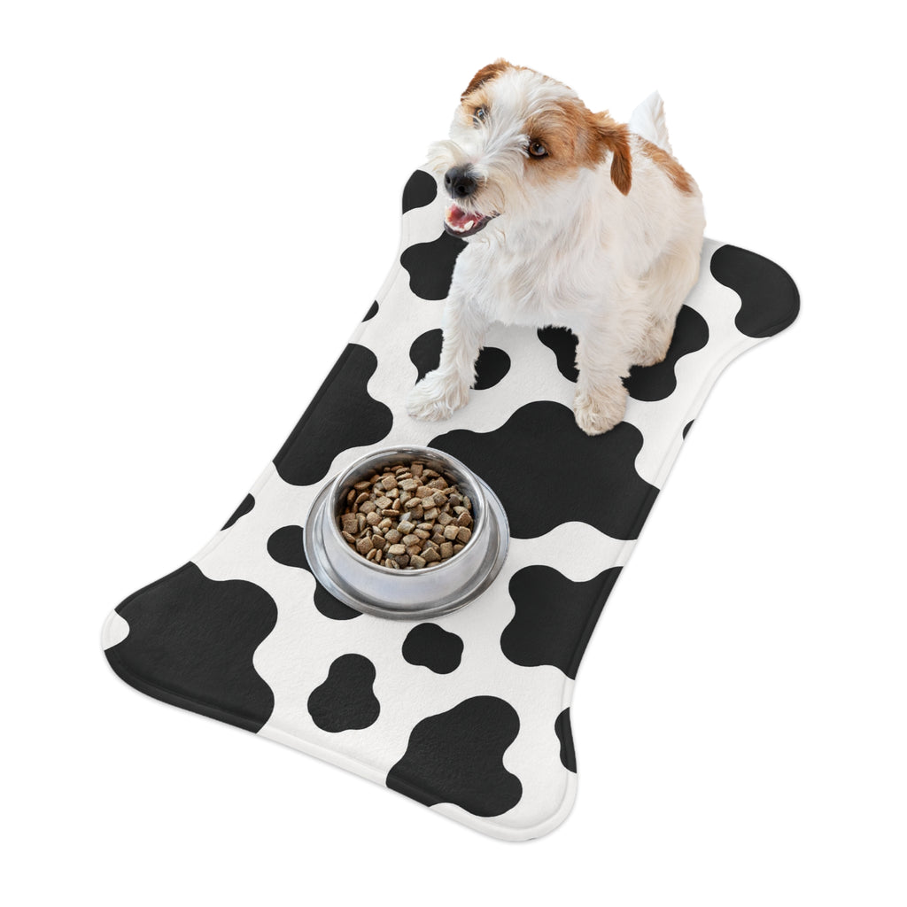 Cow Print Pet Feeding Mat — Non-Slip, Waterproof Dog & Cat Bowl Placemat