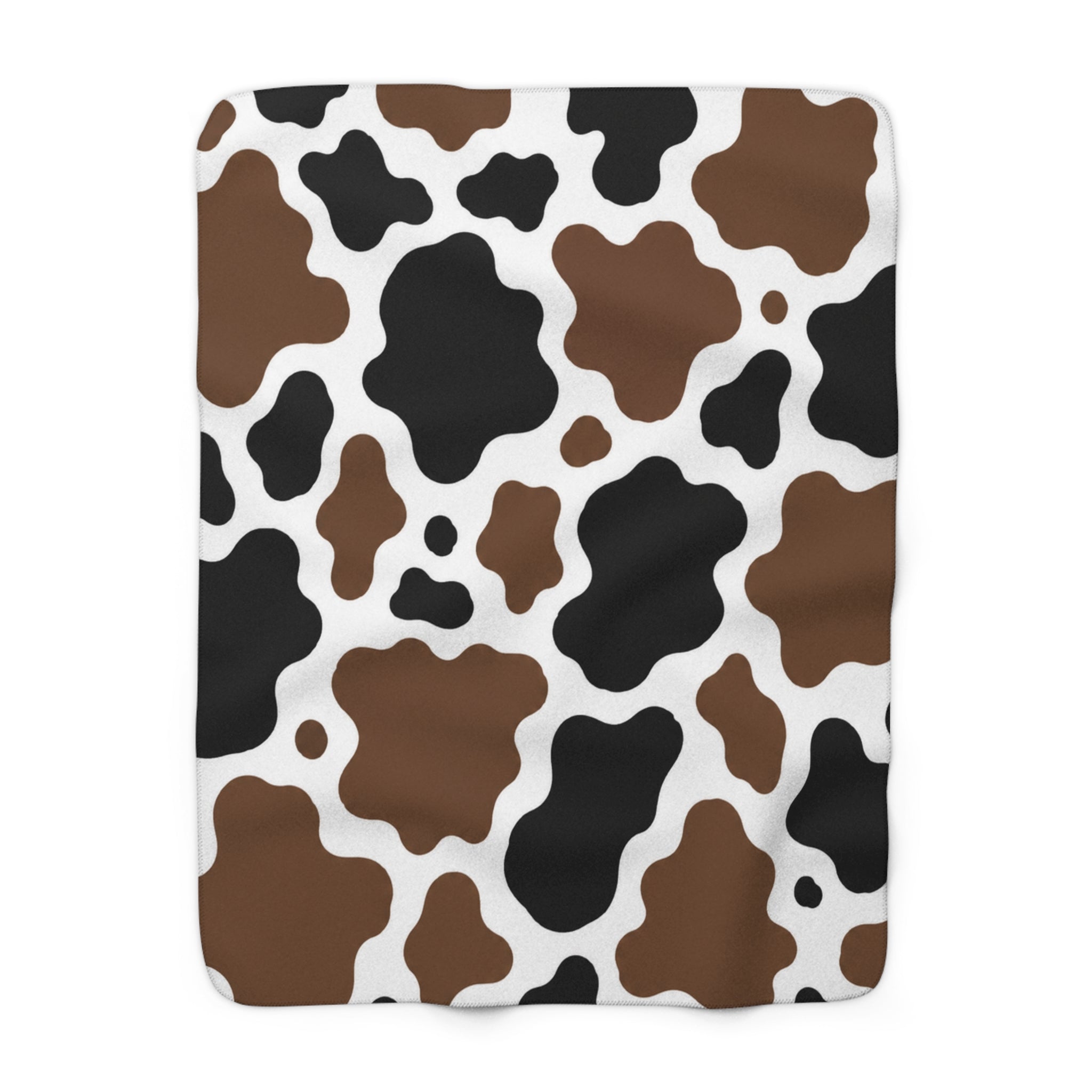 Cow Print Sherpa Blanket — Cozy Brown & Black Fleece Throw