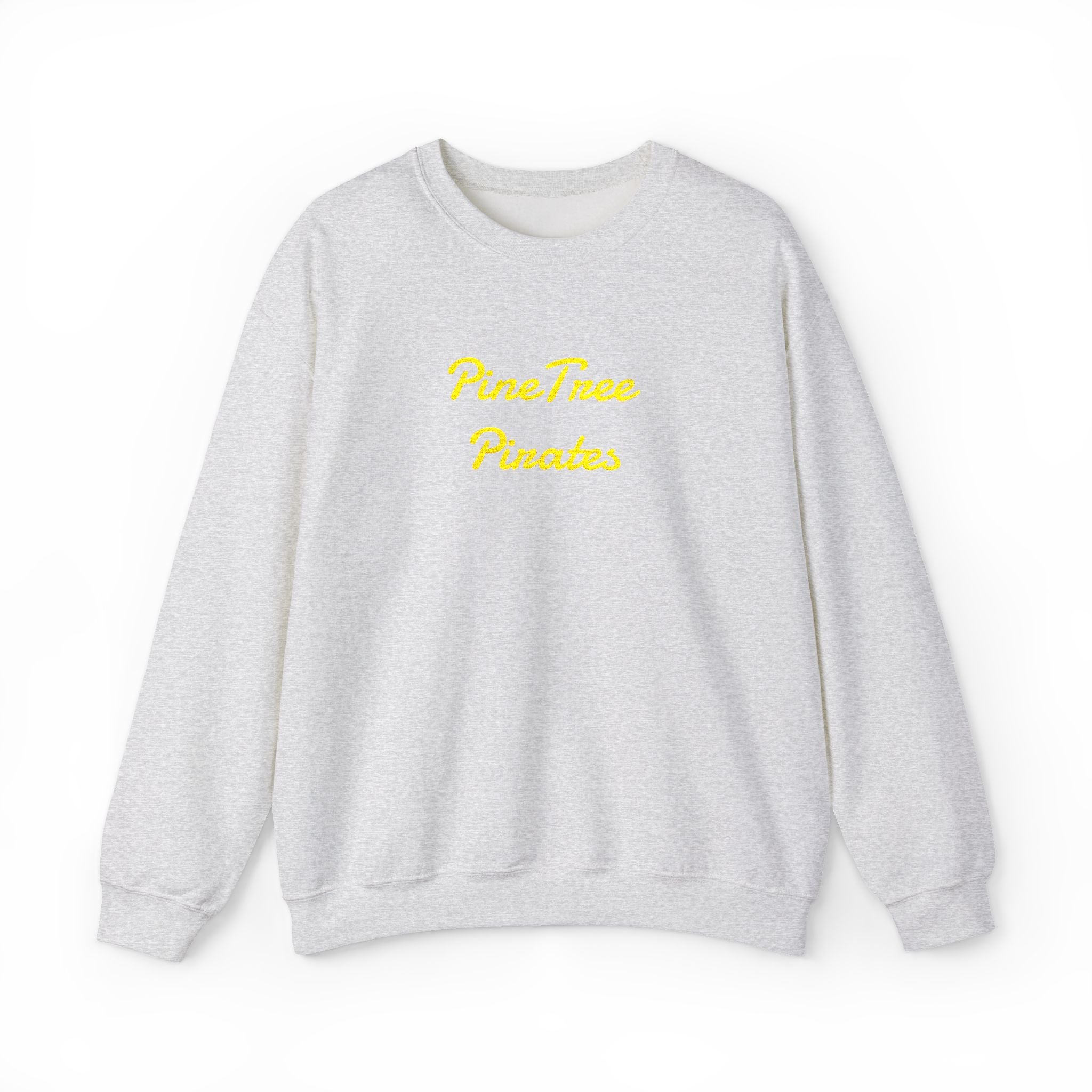 Crewneck Sweatshirt — "Pine Tree Paradise" Yellow Script Cozy Pullover