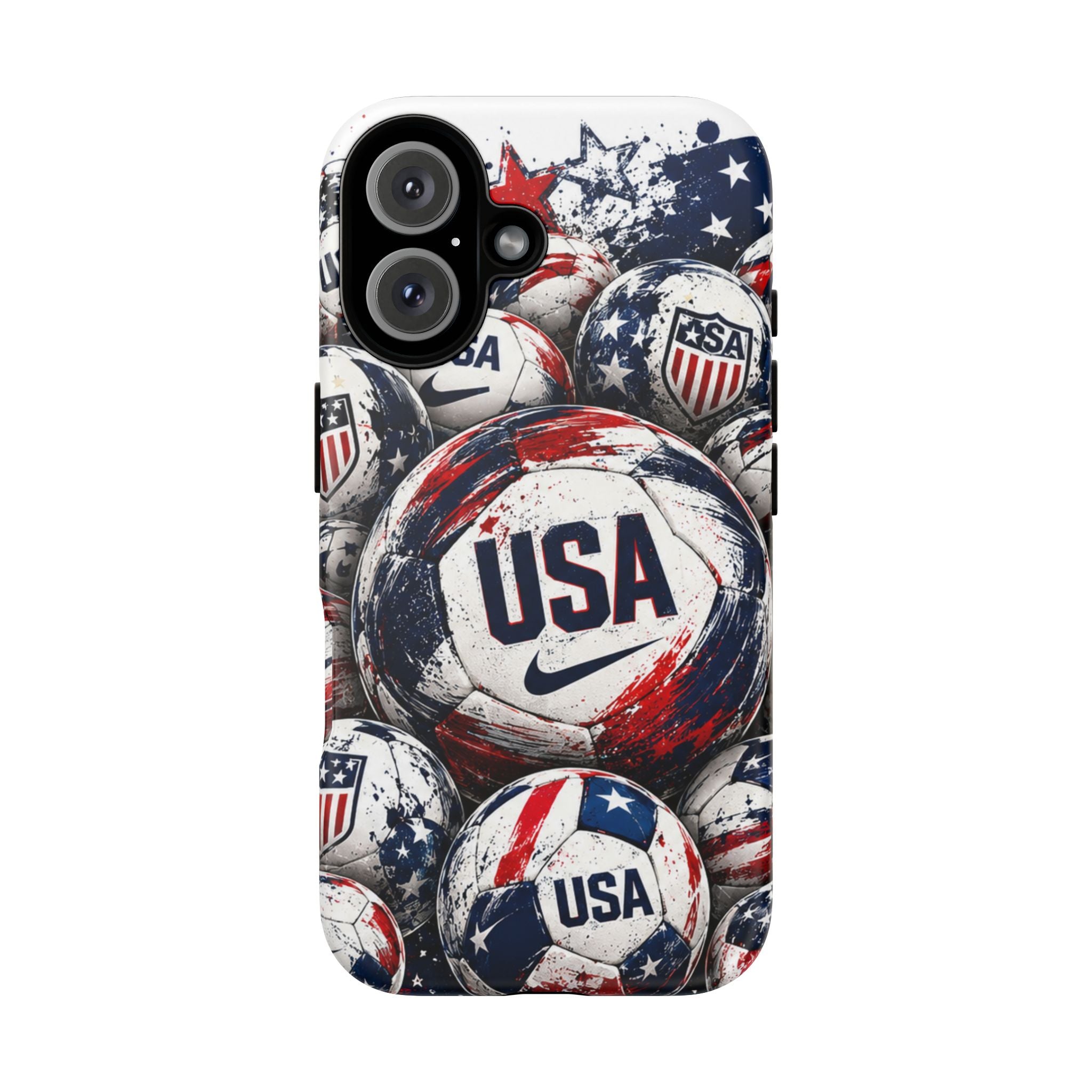 USA Soccer Ball Phone Case — Patriotic Red White Blue iPhone Cover