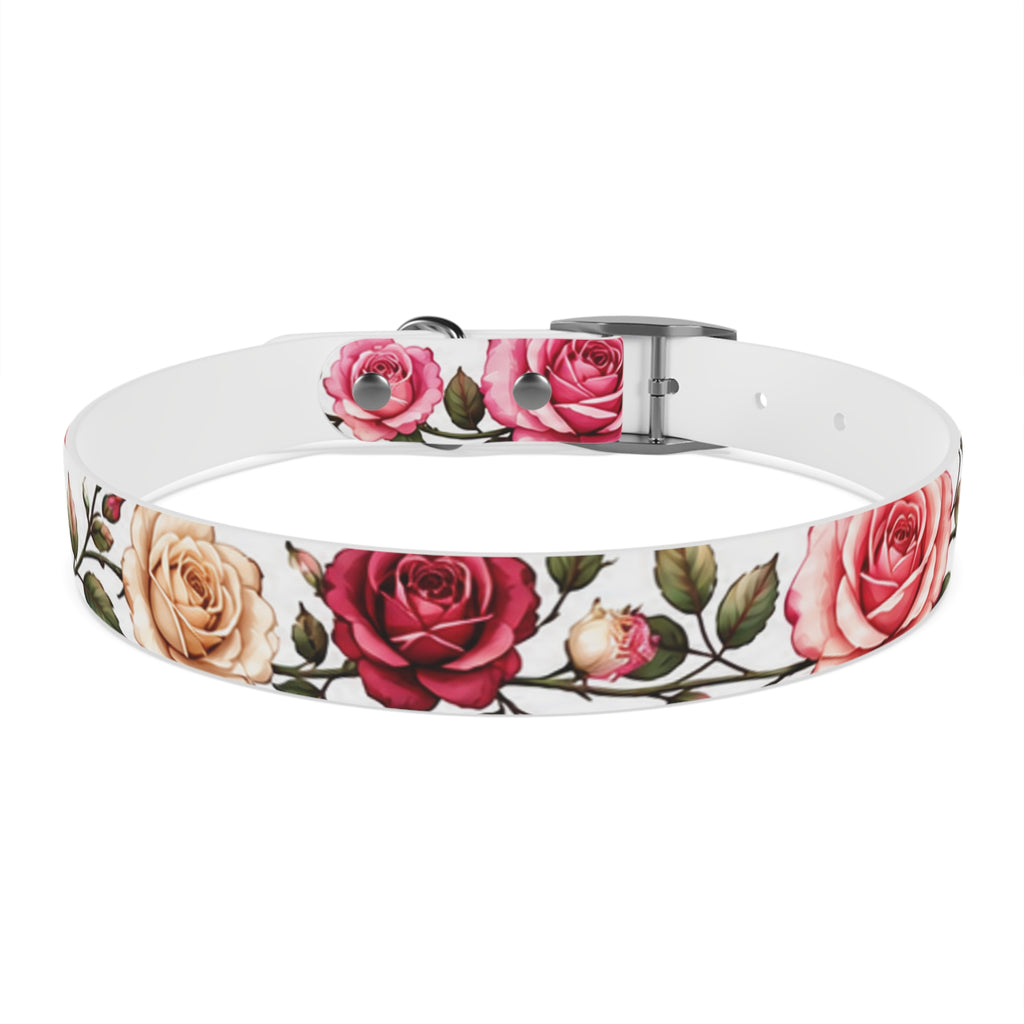 Floral Rose Dog Collar — Pink & Cream Garden Print