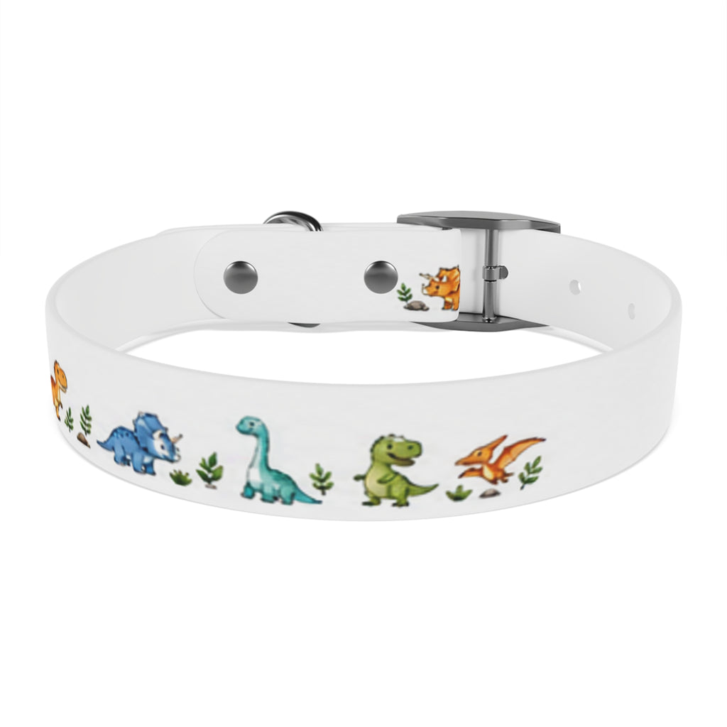 Cute Watercolor Dinosaurs Dog Collar – Adjustable Pet Collar with Colorful Dino Pattern