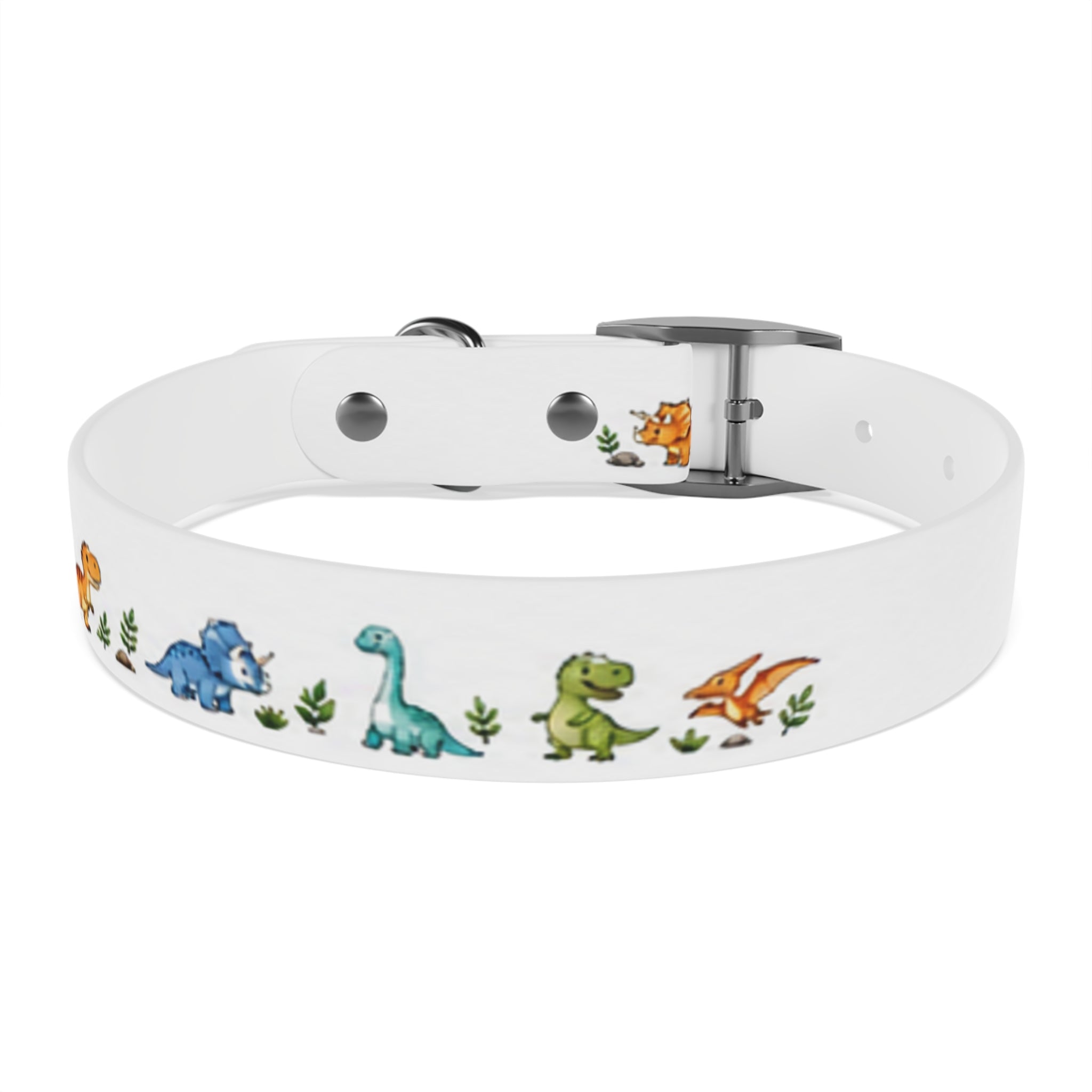 Cute Watercolor Dinosaurs Dog Collar – Adjustable Pet Collar with Colorful Dino Pattern