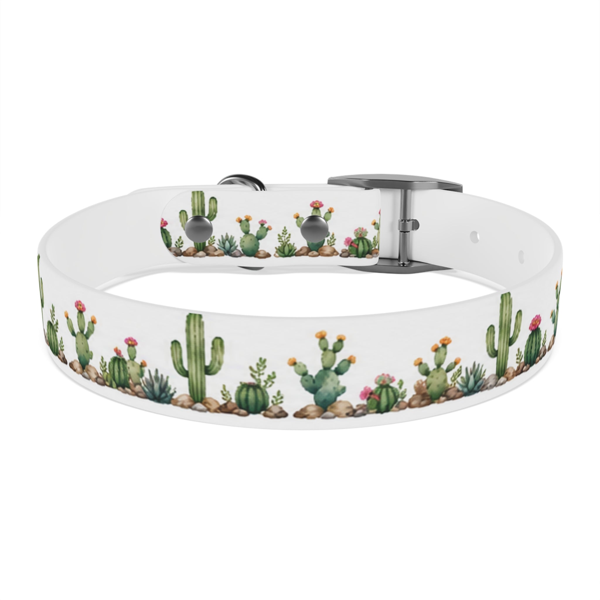 Cactus Garden Dog Collar — Watercolor Succulent Print for Small & Large Dogs
