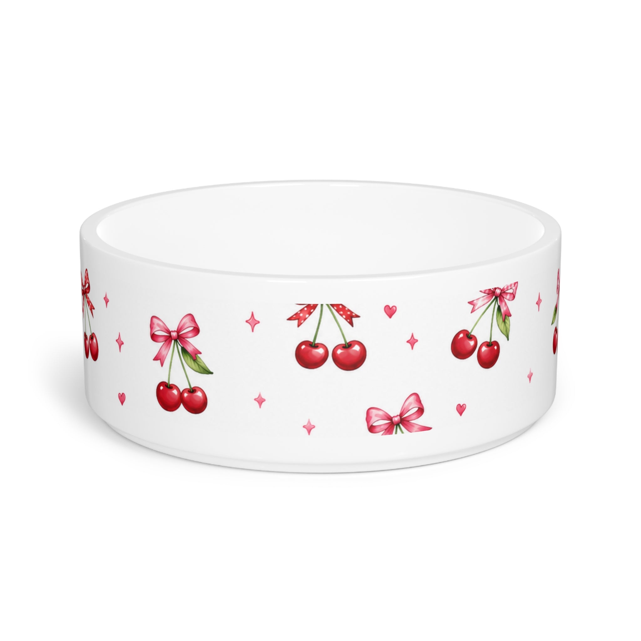 Cherry Bow Pet Bowl — Cute Ceramic Dog & Cat Food Bowl