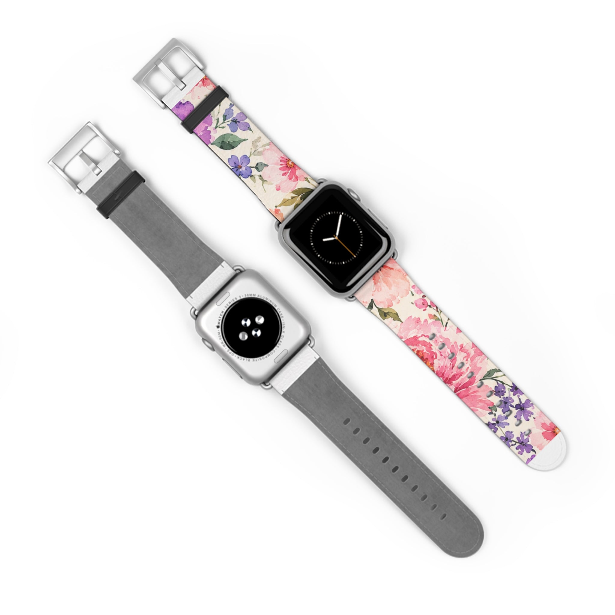 Floral Watercolor Watch Band — Pink & Lavender Garden Apple Watch Strap