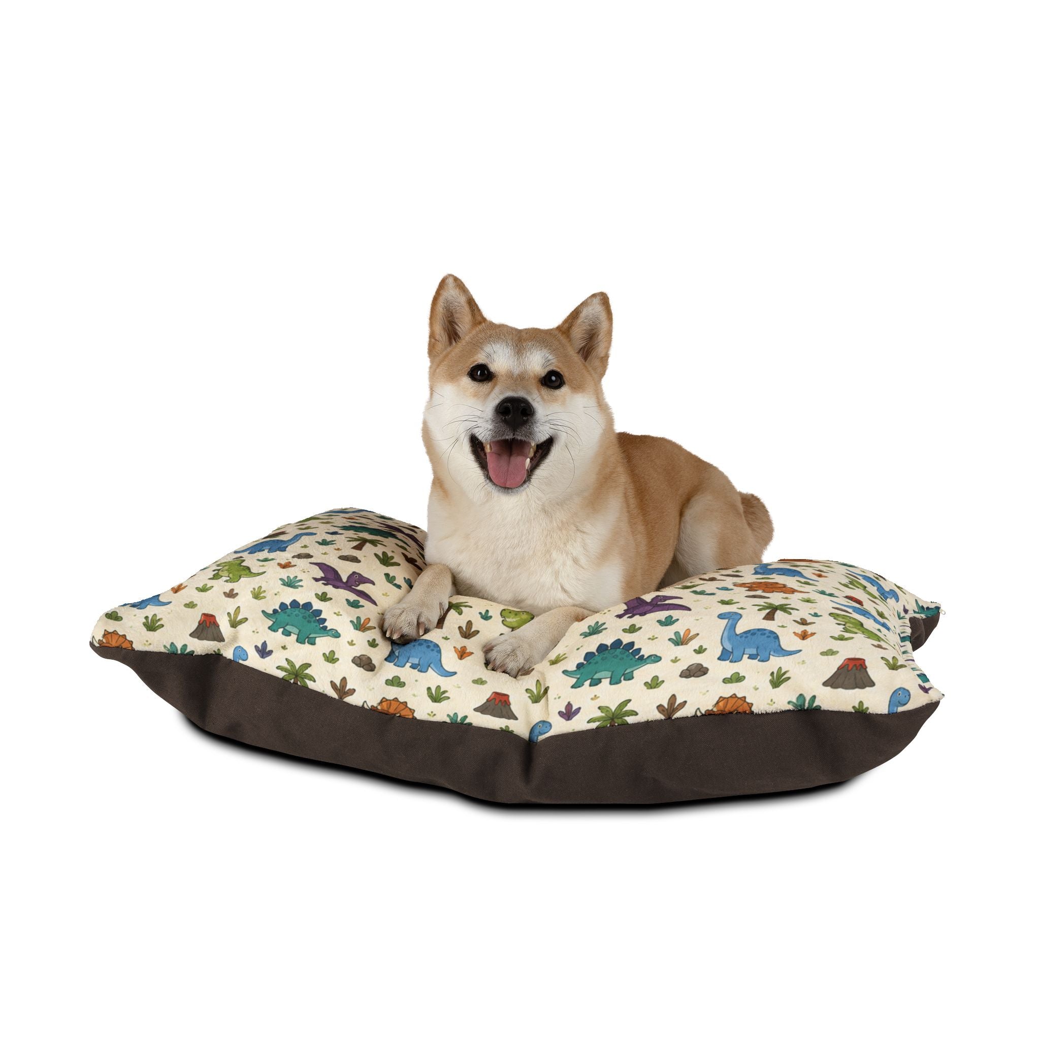 Dinosaur Pattern Pet Bed — Cute Dino Print Dog & Cat Cushion