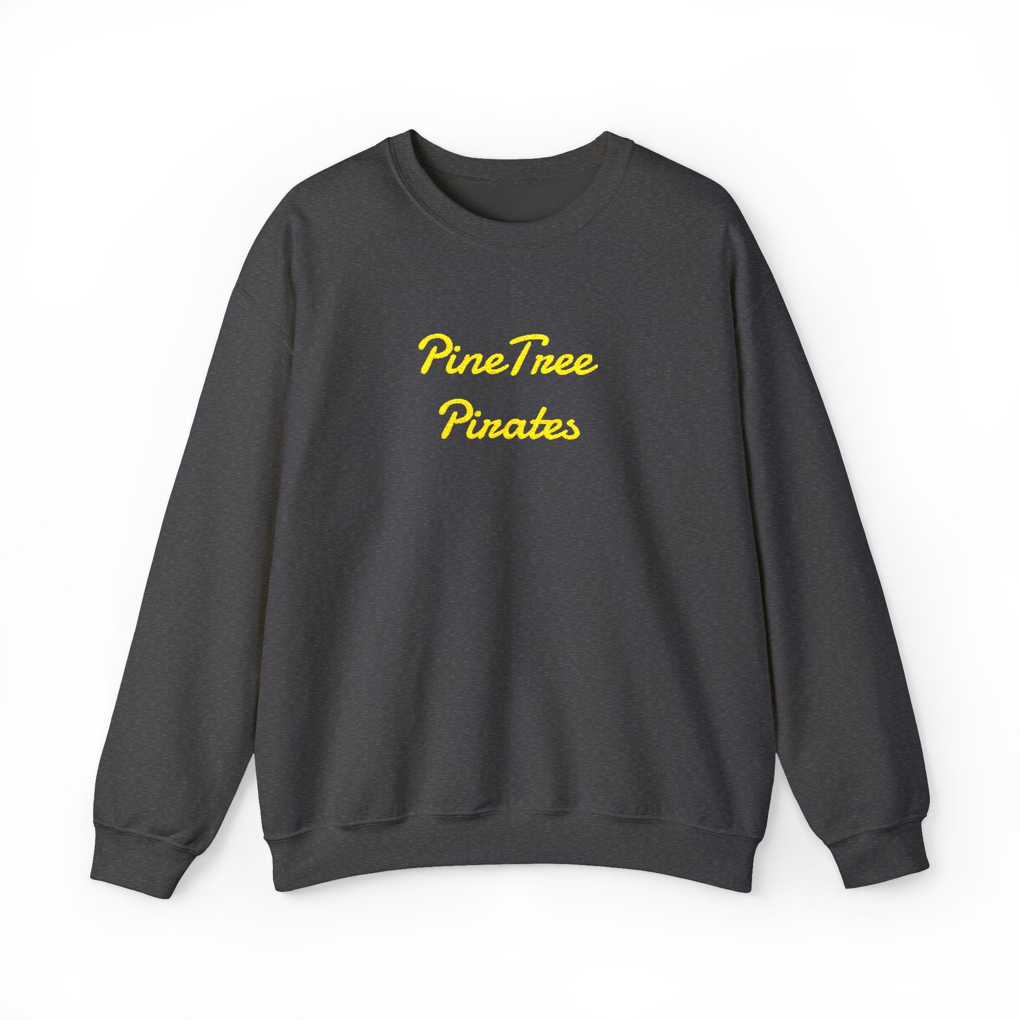 Crewneck Sweatshirt — "Pine Tree Paradise" Yellow Script Cozy Pullover