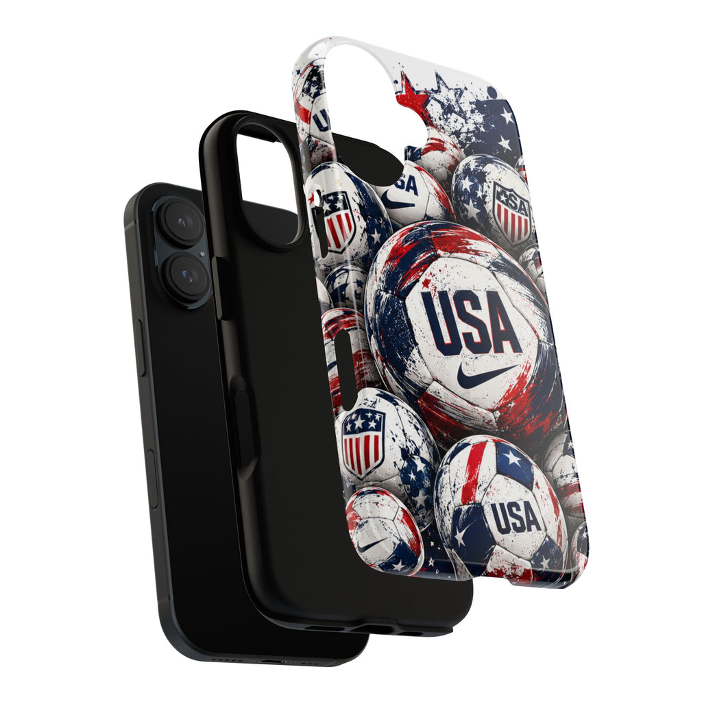 USA Soccer Ball Phone Case — Patriotic Red White Blue iPhone Cover