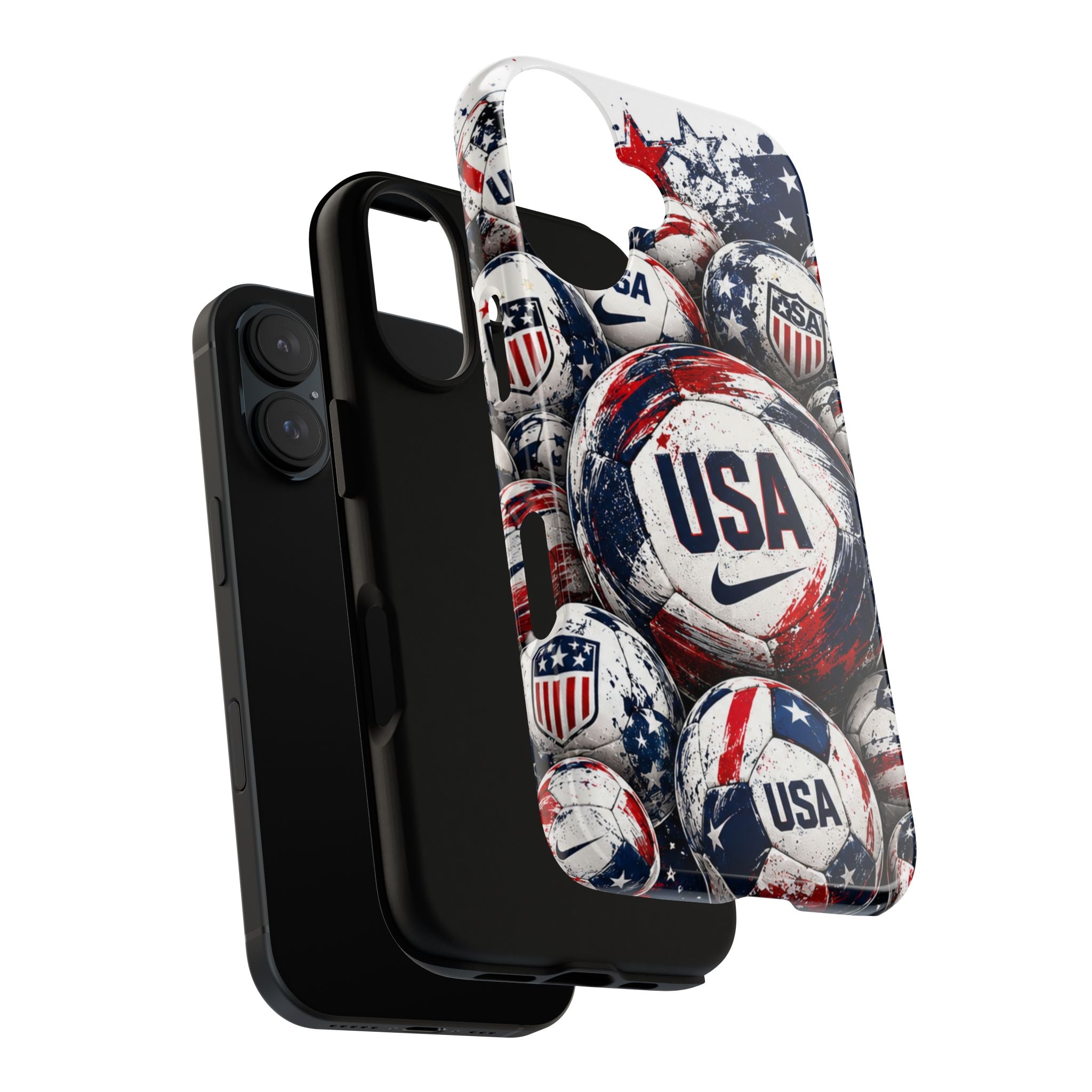 USA Soccer Ball Phone Case — Patriotic Red White Blue iPhone Cover