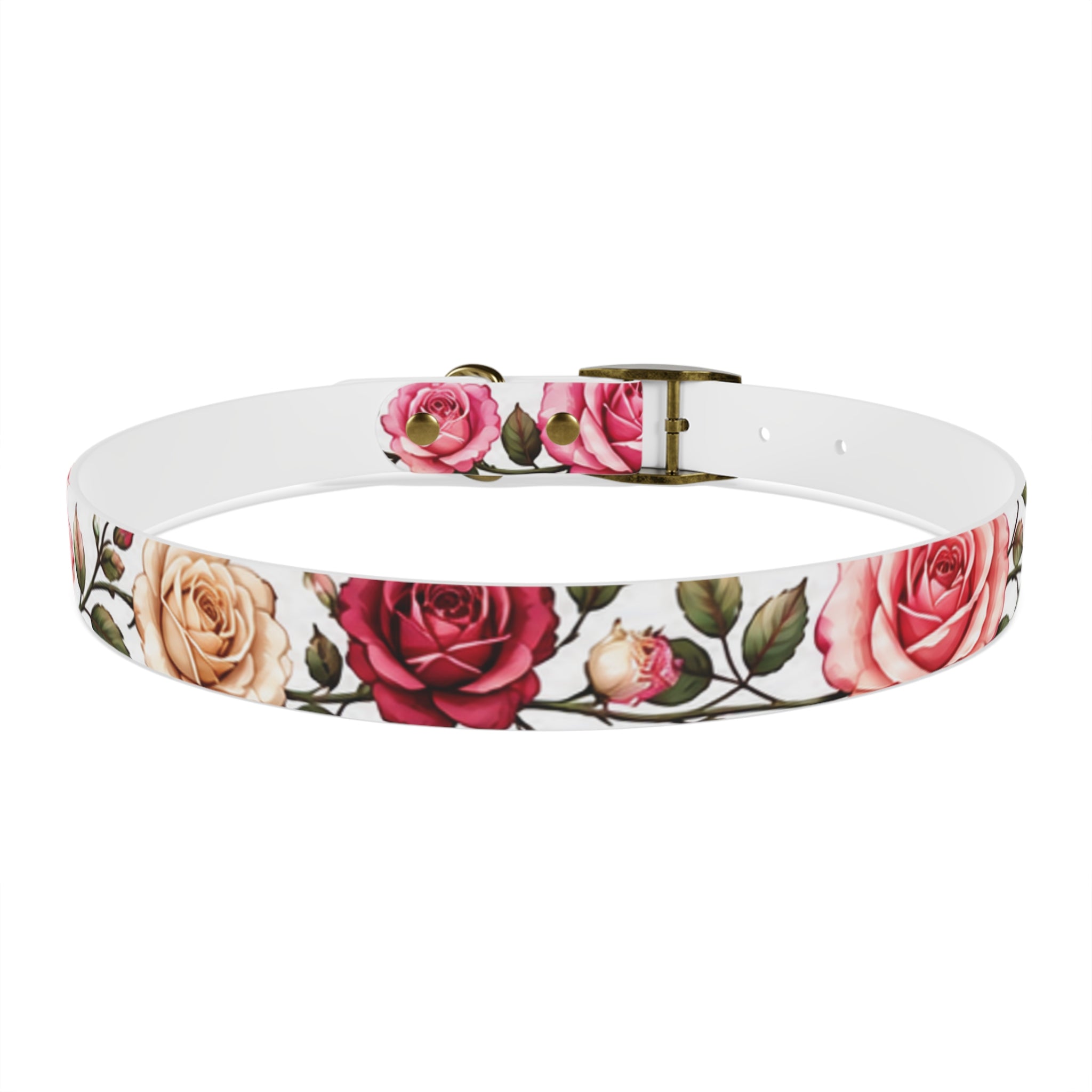 Floral Rose Dog Collar — Pink & Cream Garden Print