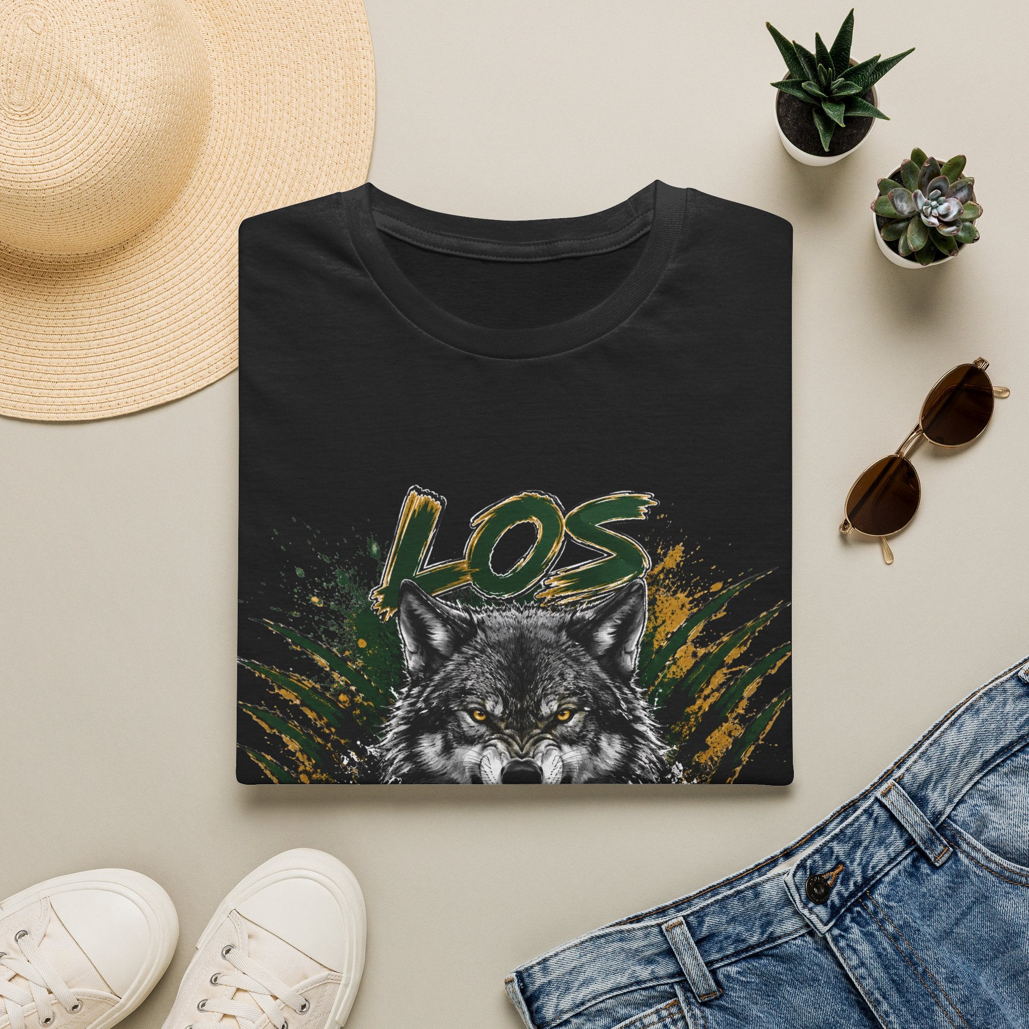 Los Lobos Wolf T-Shirt — Bold Graphic Spanish Text Tee