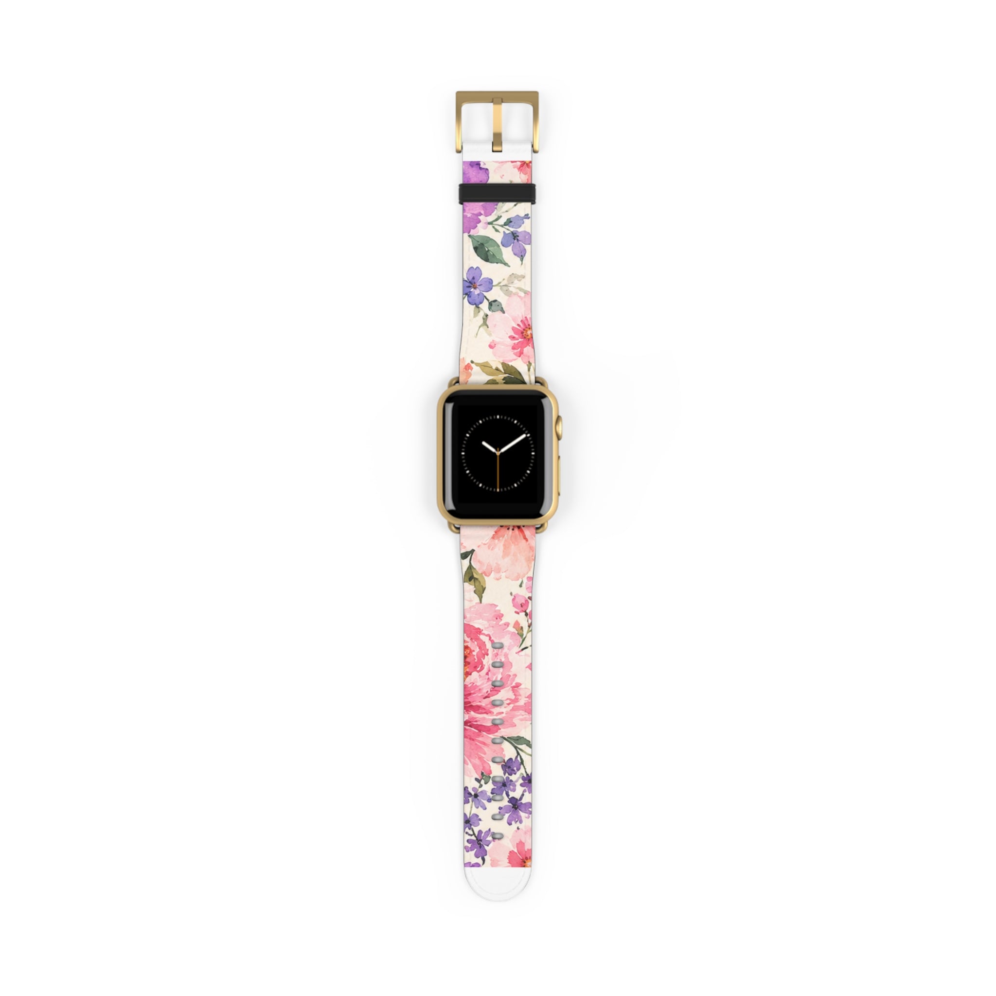 Floral Watercolor Watch Band — Pink & Lavender Garden Apple Watch Strap