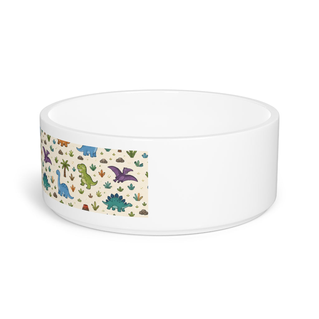 Dinosaur Pattern Pet Bowl — Cute Colorful Dino Feeding Dish for Dogs & Cats