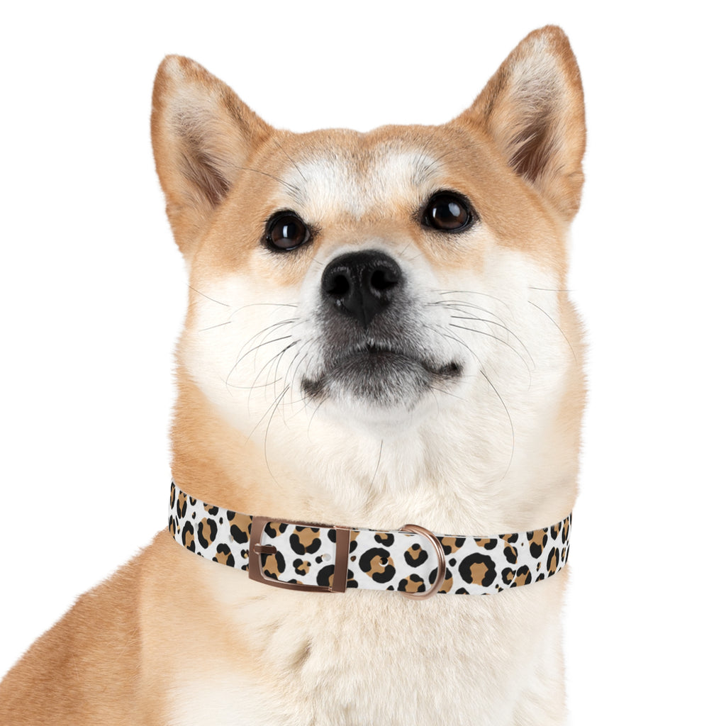 Leopard Print Dog Collar — Stylish Tan & Black Pattern for Small to Large Dogs