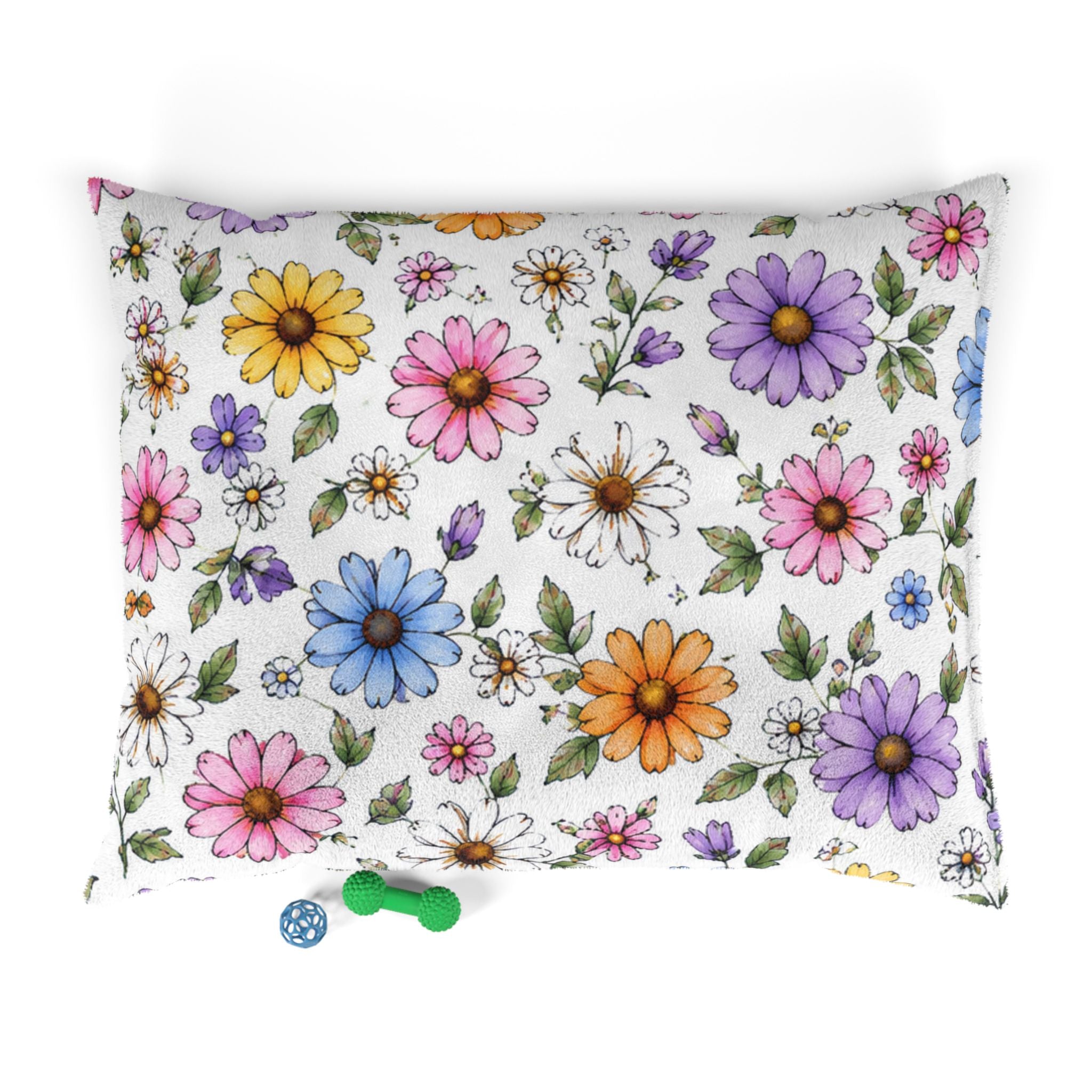 Floral Daisy Pattern Pet Bed — Soft Cozy Cushion for Cats & Dogs