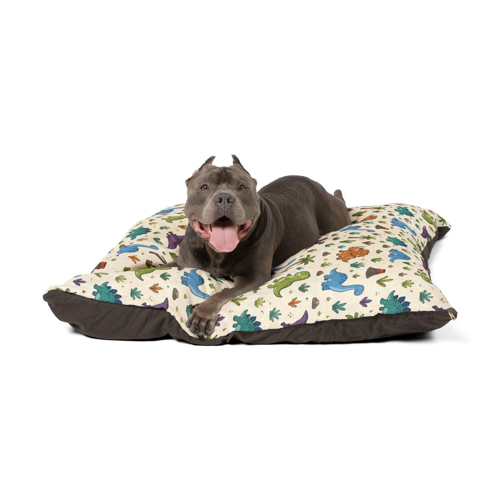 Dinosaur Pattern Pet Bed — Cute Dino Print Dog & Cat Cushion