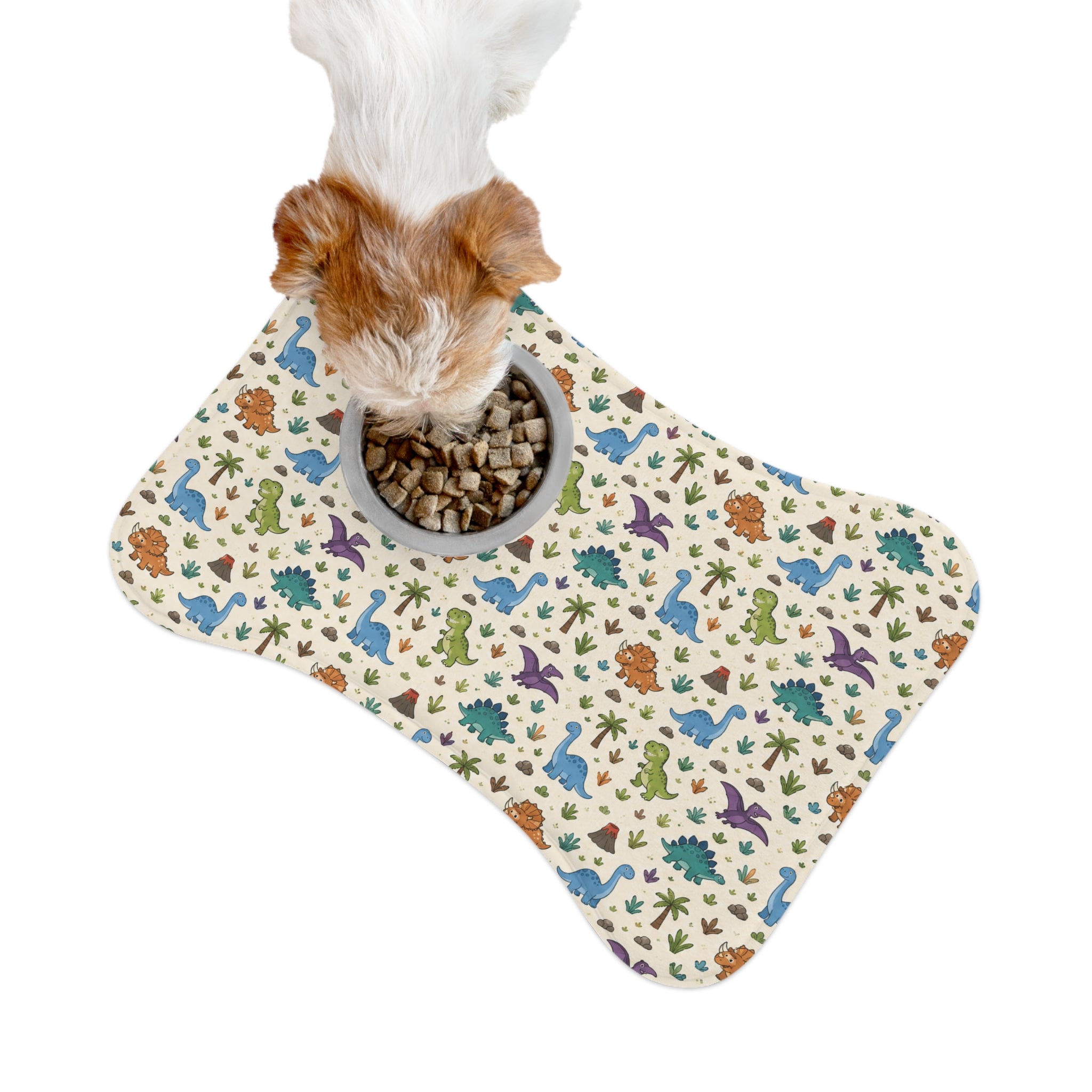 Dinosaur Print Pet Feeding Mat – Non-Slip Food & Water Placemat for Dogs & Cats