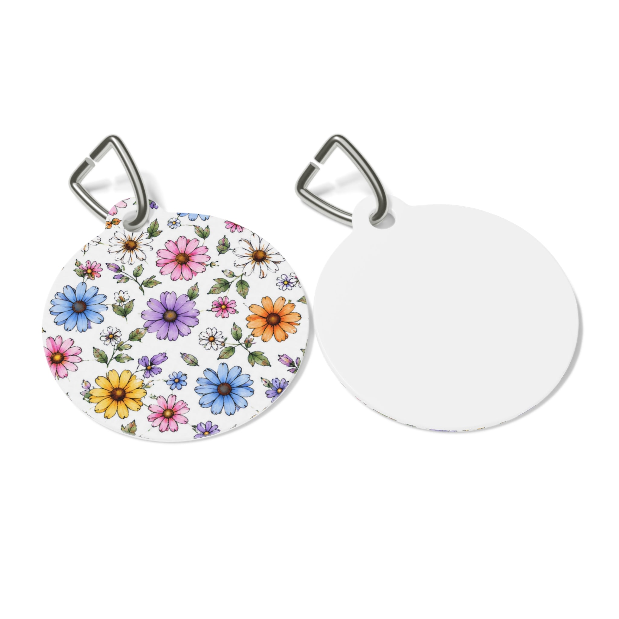 Floral Daisy Pet ID Tag — Colorful Spring Flower Collar Charm