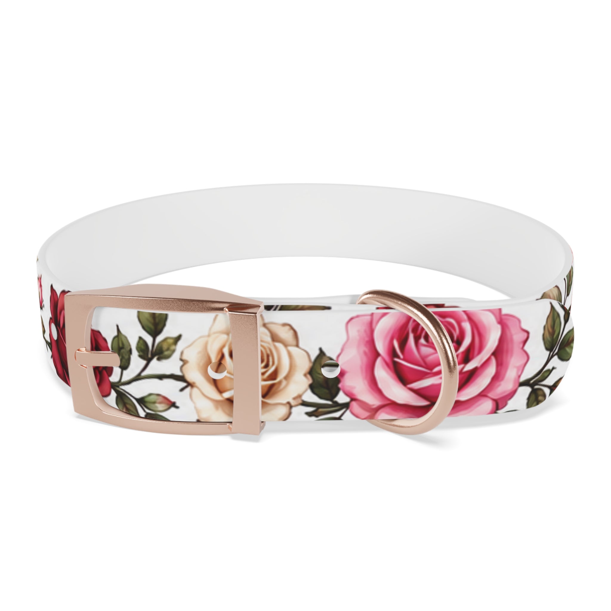 Floral Rose Dog Collar — Pink & Cream Garden Print
