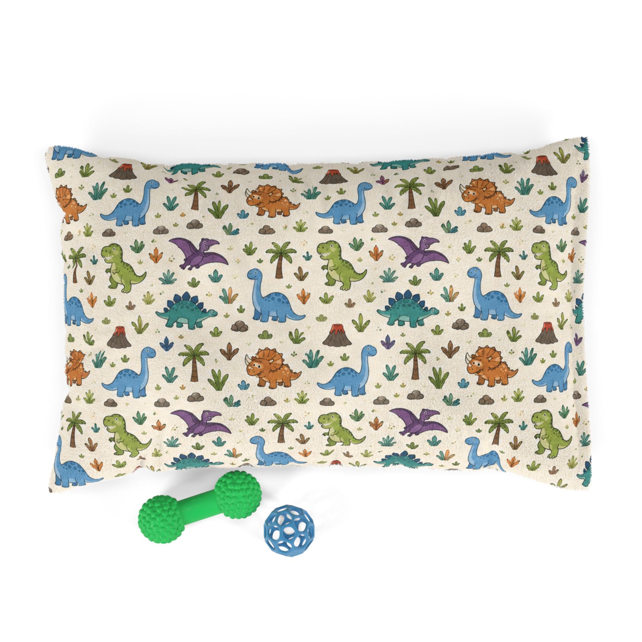 Dinosaur Pattern Pet Bed — Cute Dino Print Dog & Cat Cushion