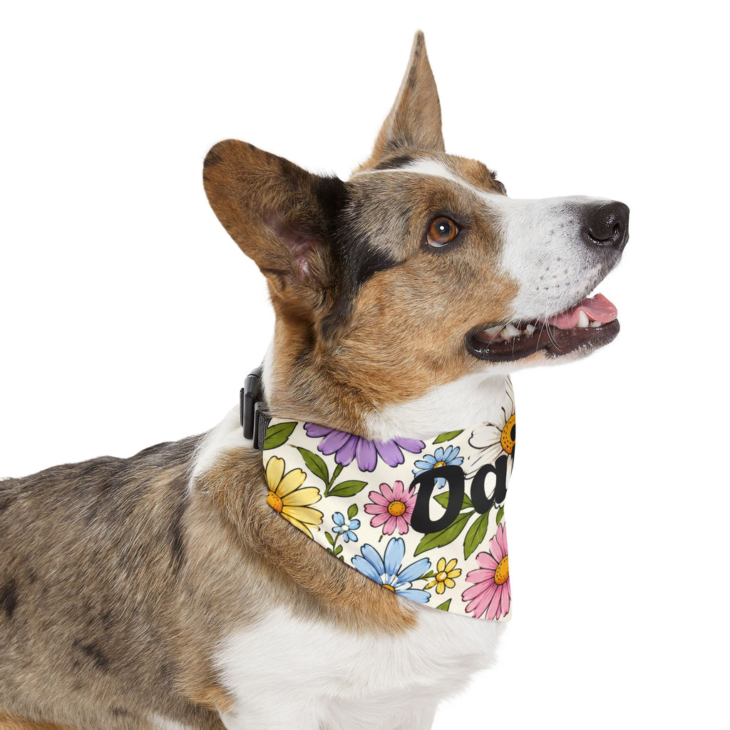 Daisy Floral Pet Bandana Collar — Personalized Dog Bandana with Name
