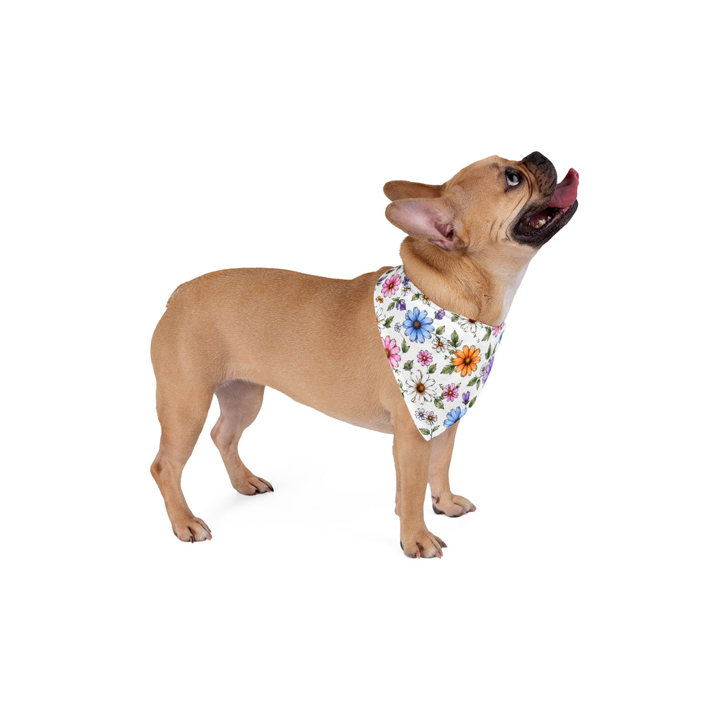 Floral Spring Pet Bandana - Colorful Wildflower Dog & Cat Scarf