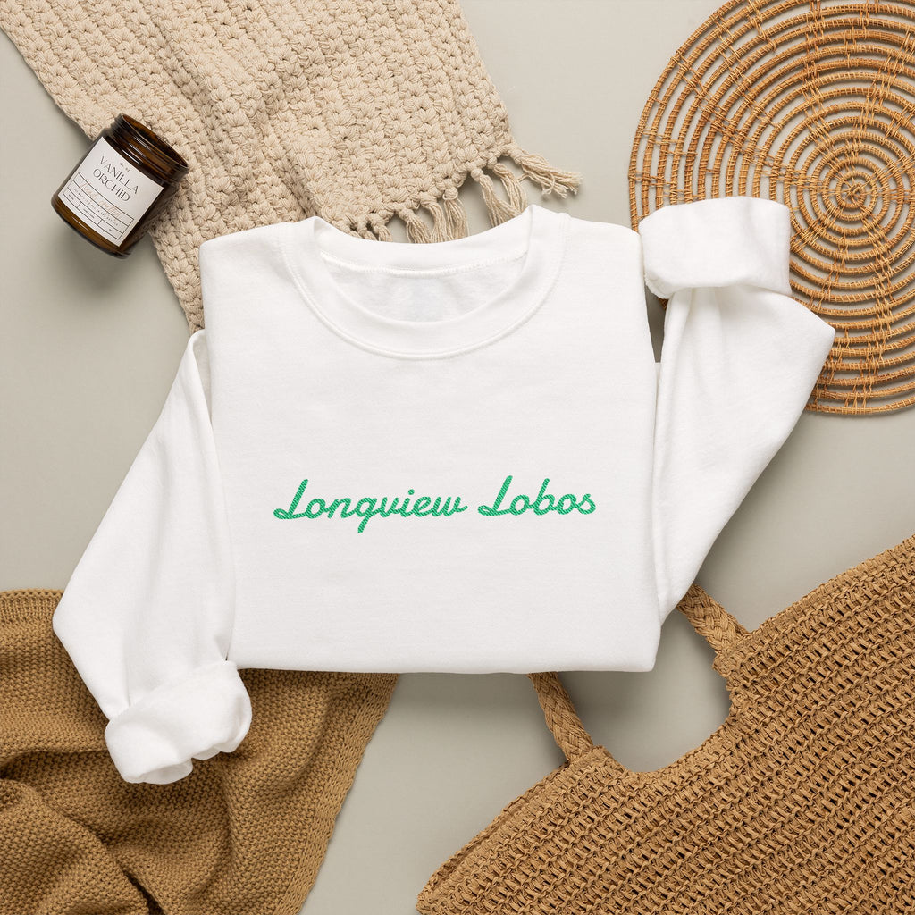 Longview Lobos Crewneck Sweatshirt — Embroidered School Spirit Pullover