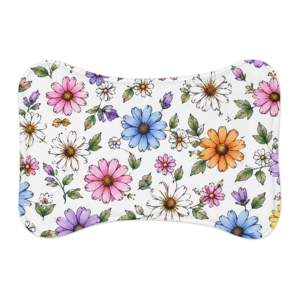 Floral Dog & Cat Feeding Mat — Colorful Daisy Print Pet Placemat