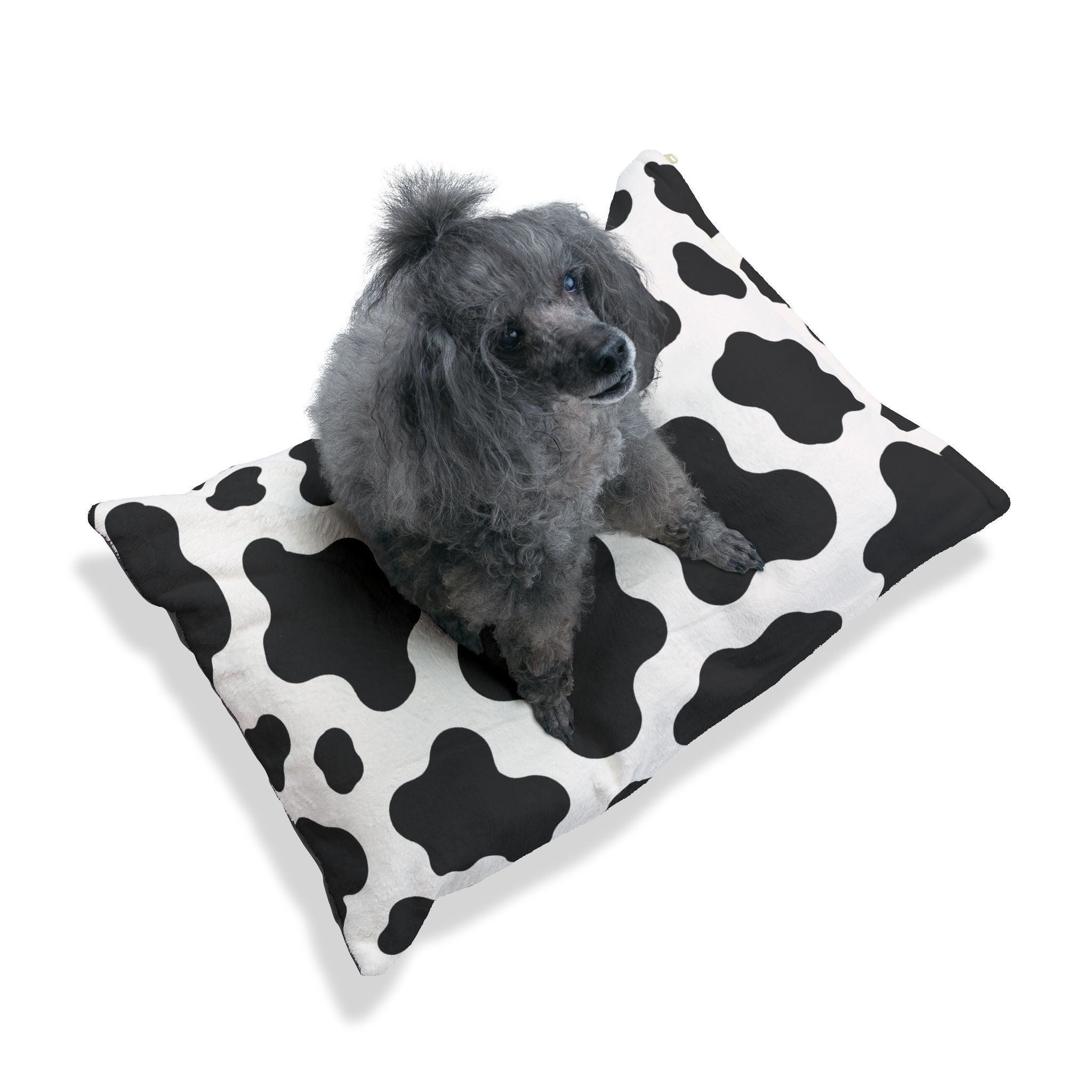 Cow Print Pet Bed – Soft Plush Cushion for Dogs & Cats