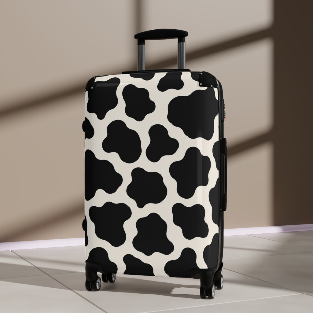 Cow Print Carry-On Suitcase — Black & White Animal Pattern Travel Luggage