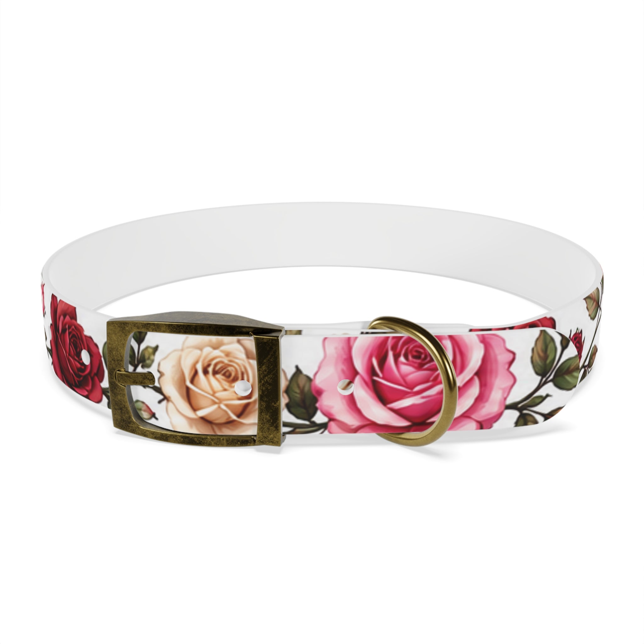 Floral Rose Dog Collar — Pink & Cream Garden Print