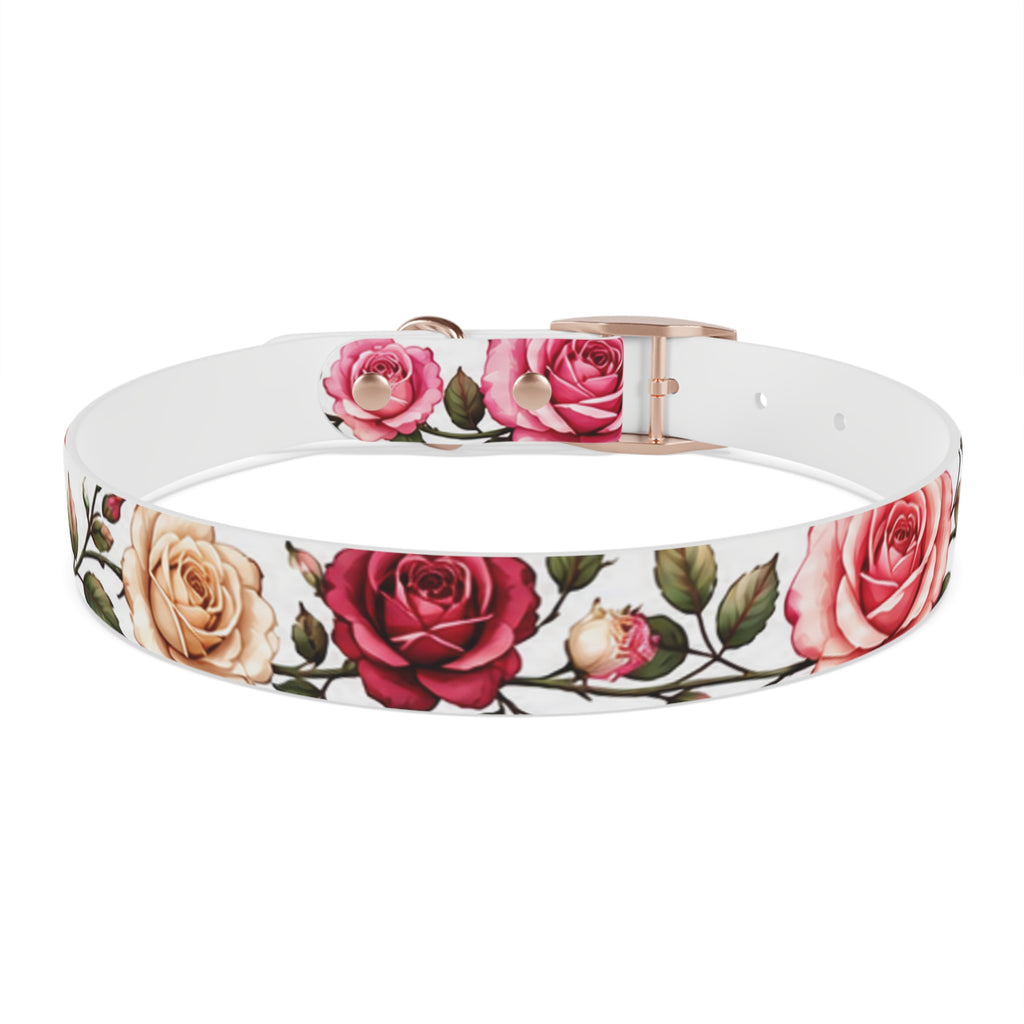Floral Rose Dog Collar — Pink & Cream Garden Print