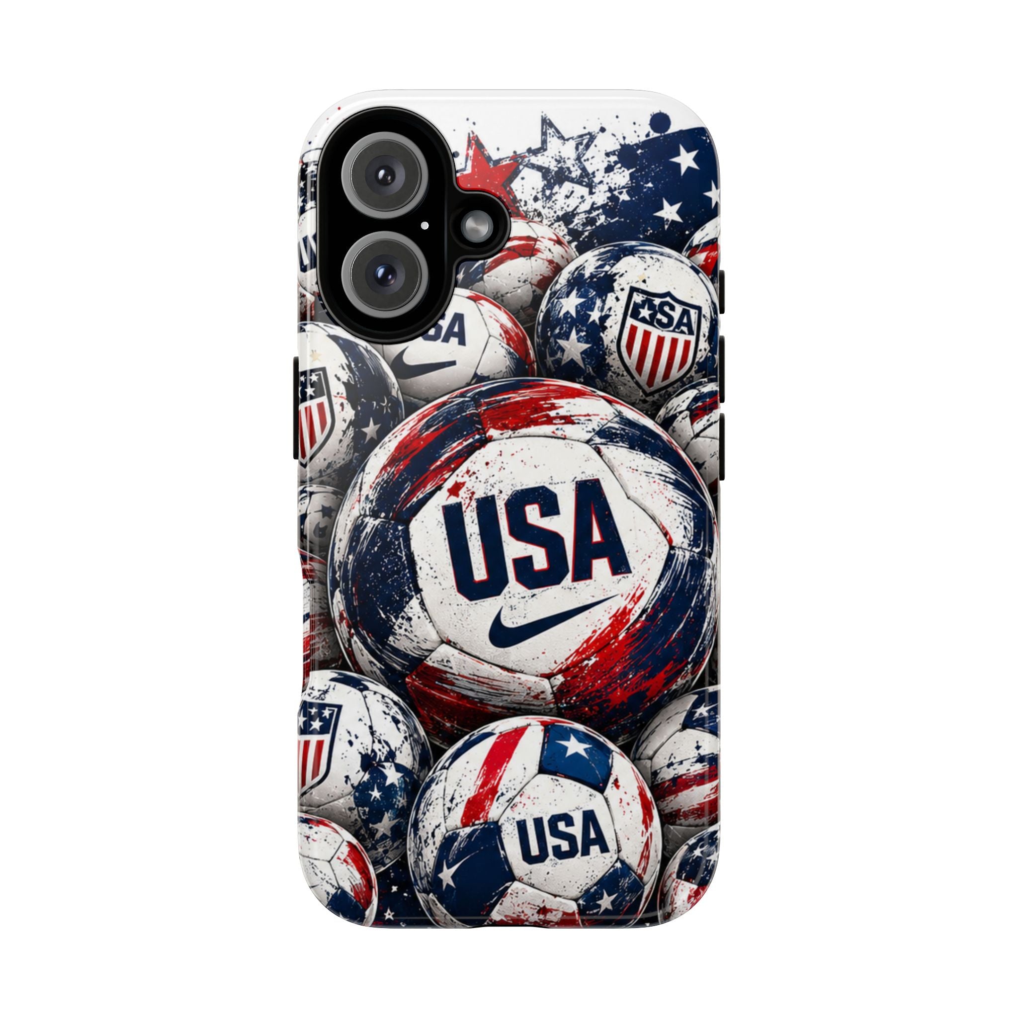 USA Soccer Ball Phone Case — Patriotic Red White Blue iPhone Cover