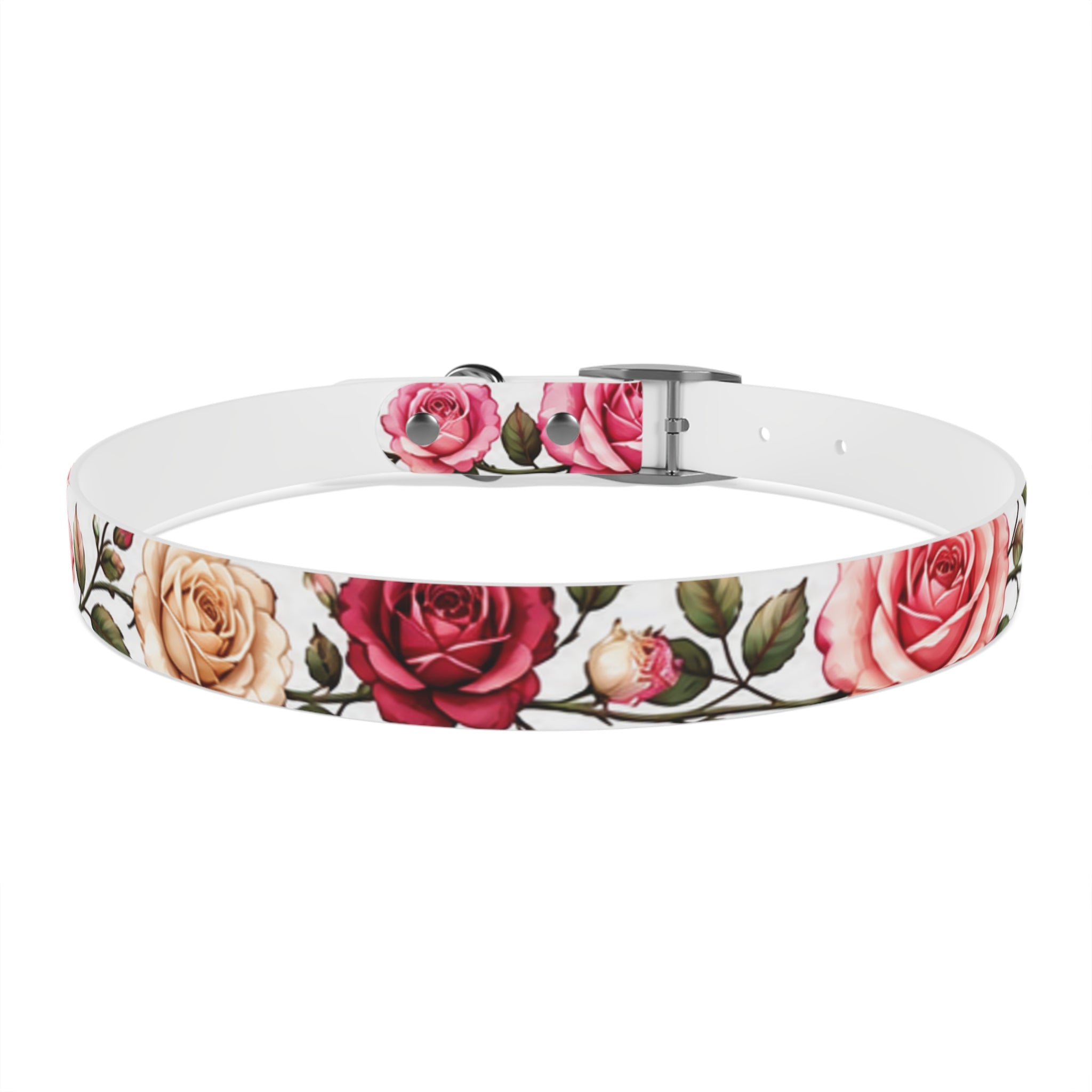 Floral Rose Dog Collar — Pink & Cream Garden Print