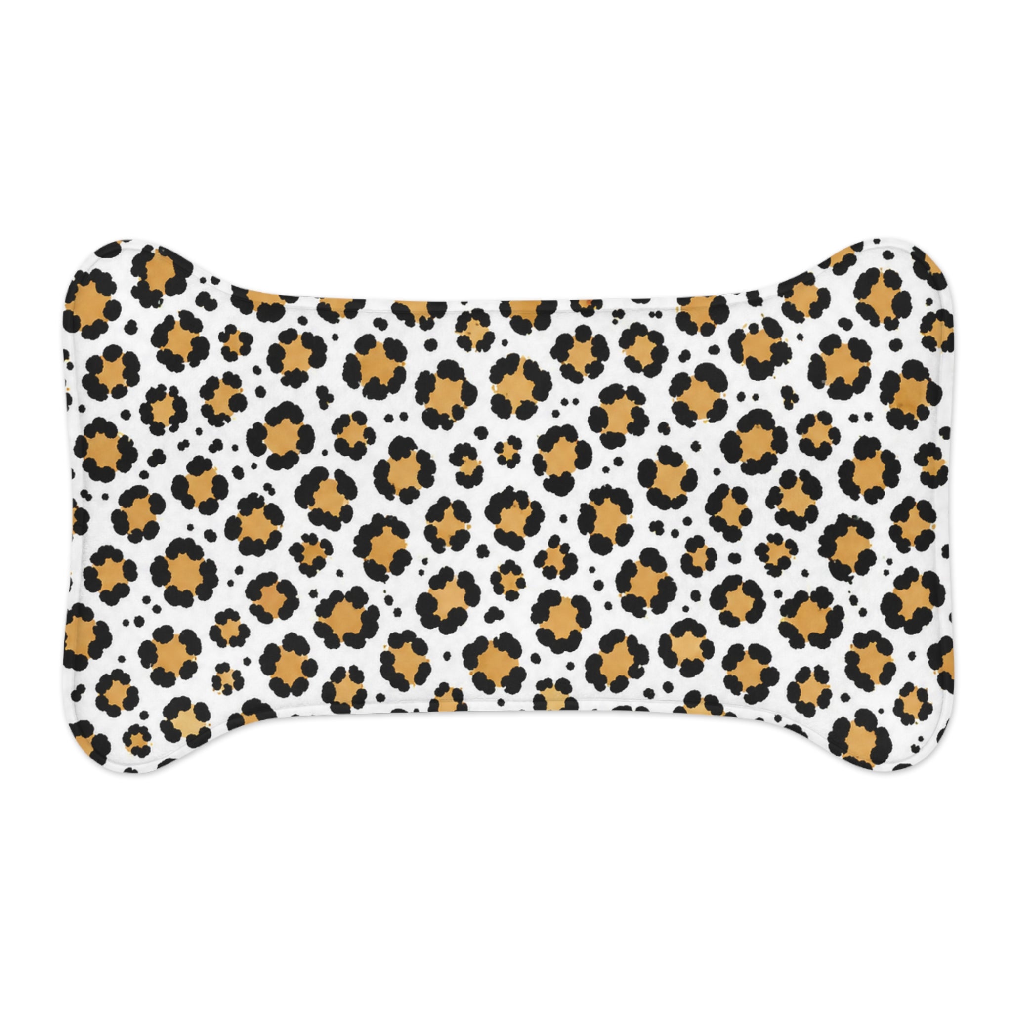 Leopard Print Pet Feeding Mat — Non-Slip Bone-Shaped Cat & Dog Placemat
