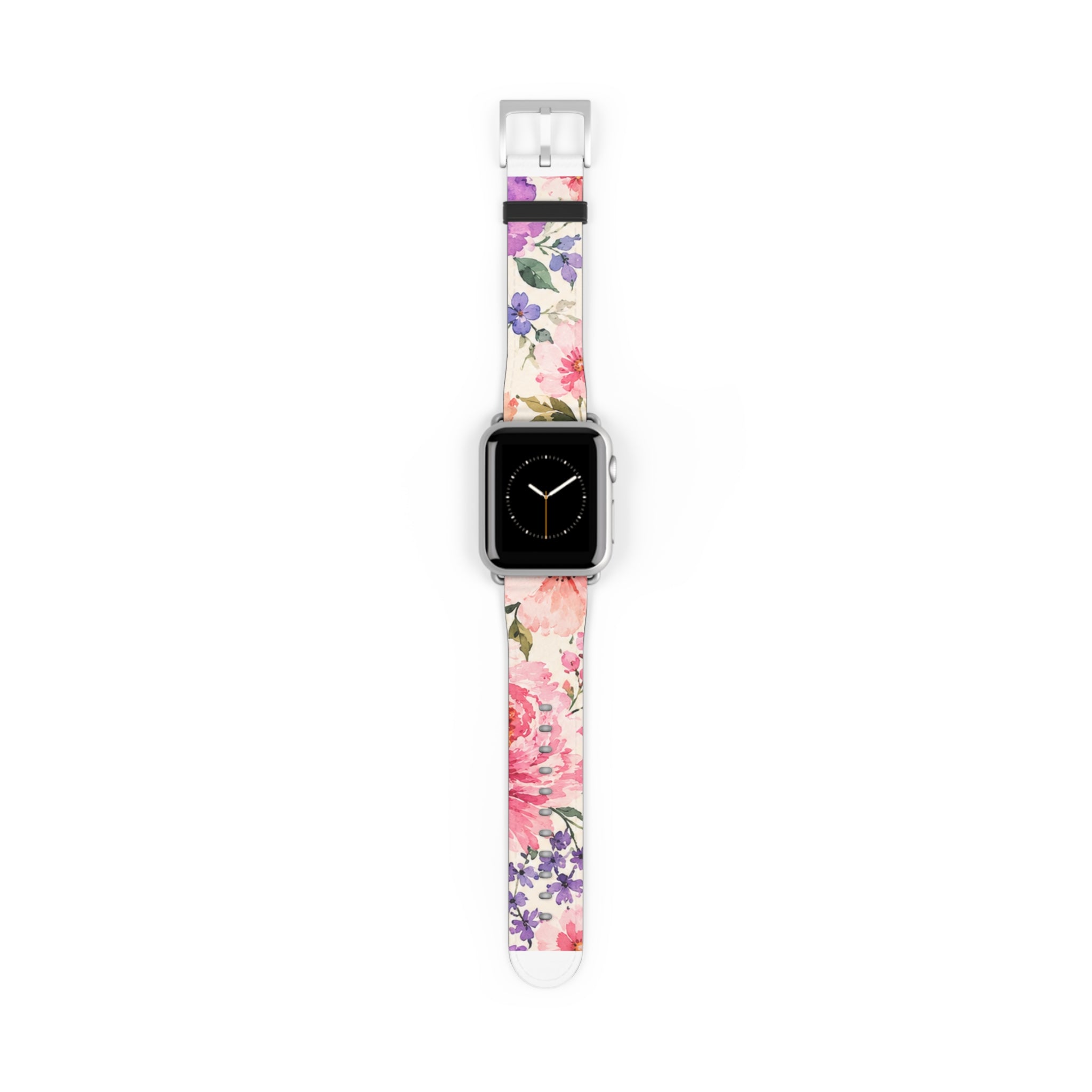 Floral Watercolor Watch Band — Pink & Lavender Garden Apple Watch Strap