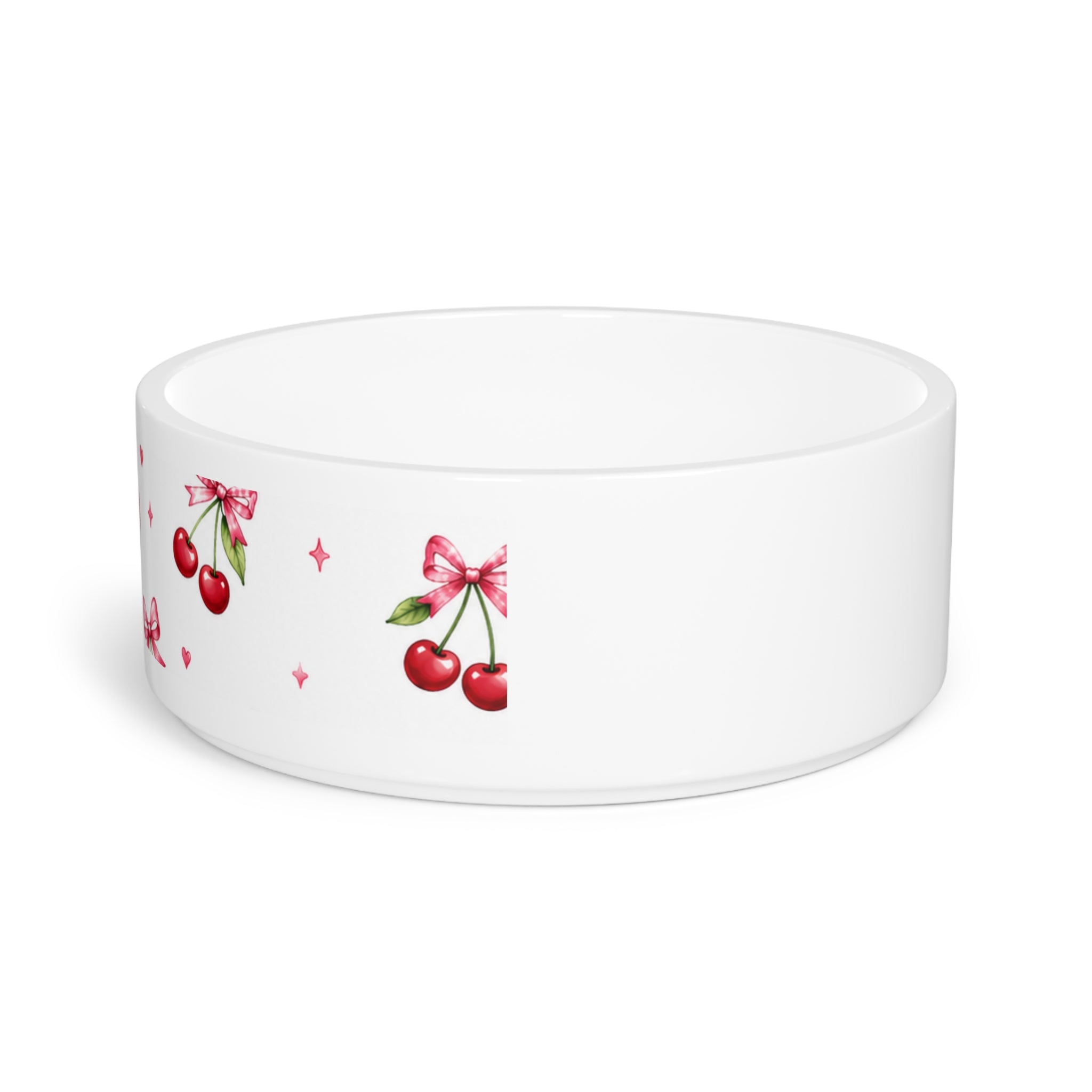 Cherry Bow Pet Bowl — Cute Ceramic Dog & Cat Food Bowl