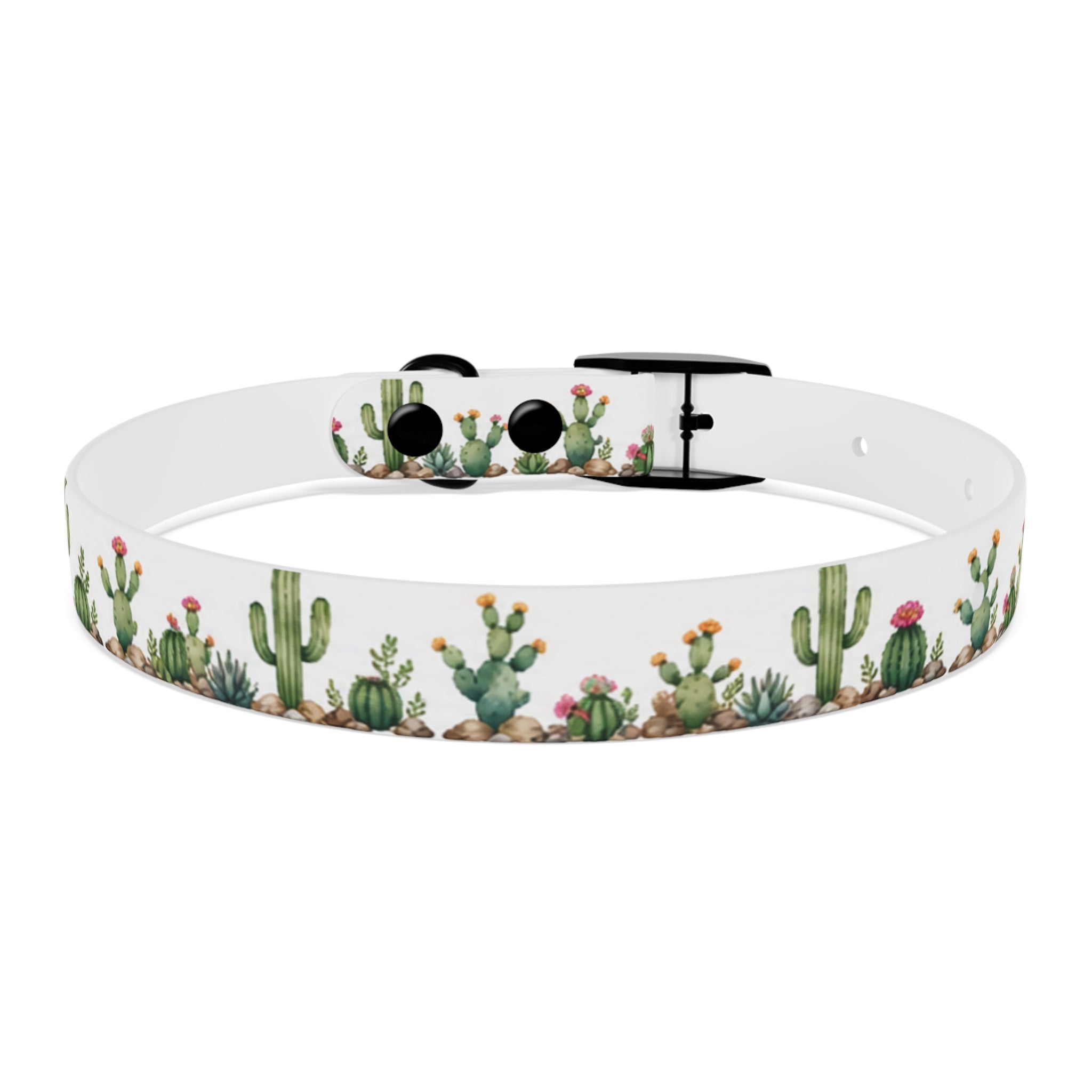 Cactus Garden Dog Collar — Watercolor Succulent Print for Small & Large Dogs