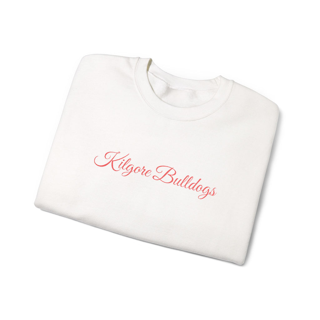 Crewneck Sweatshirt — 'Kilgore Bulldogs' Script Logo, Soft Casual School Spirit Pullover