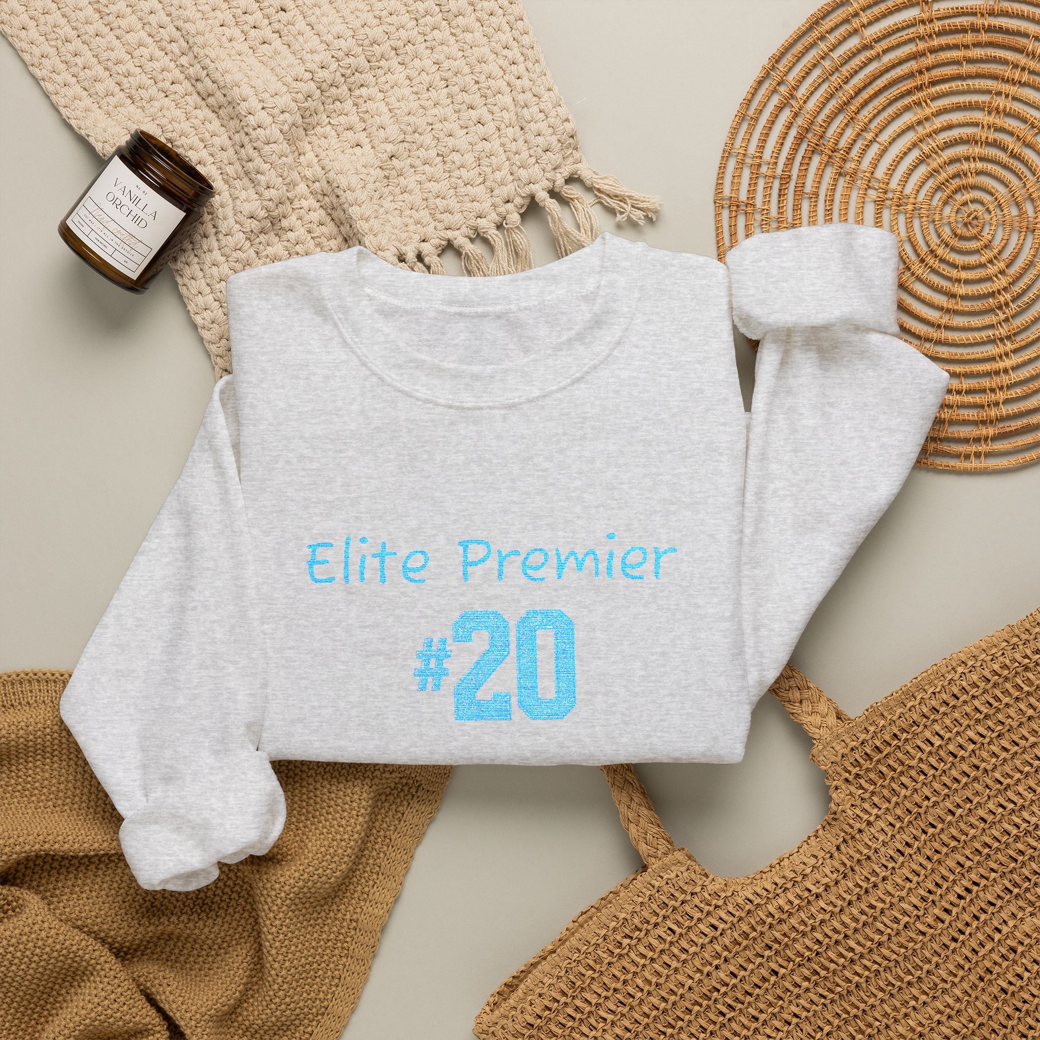 Crewneck Sweatshirt — "Elite Premier 20" Light Blue Team Tribute