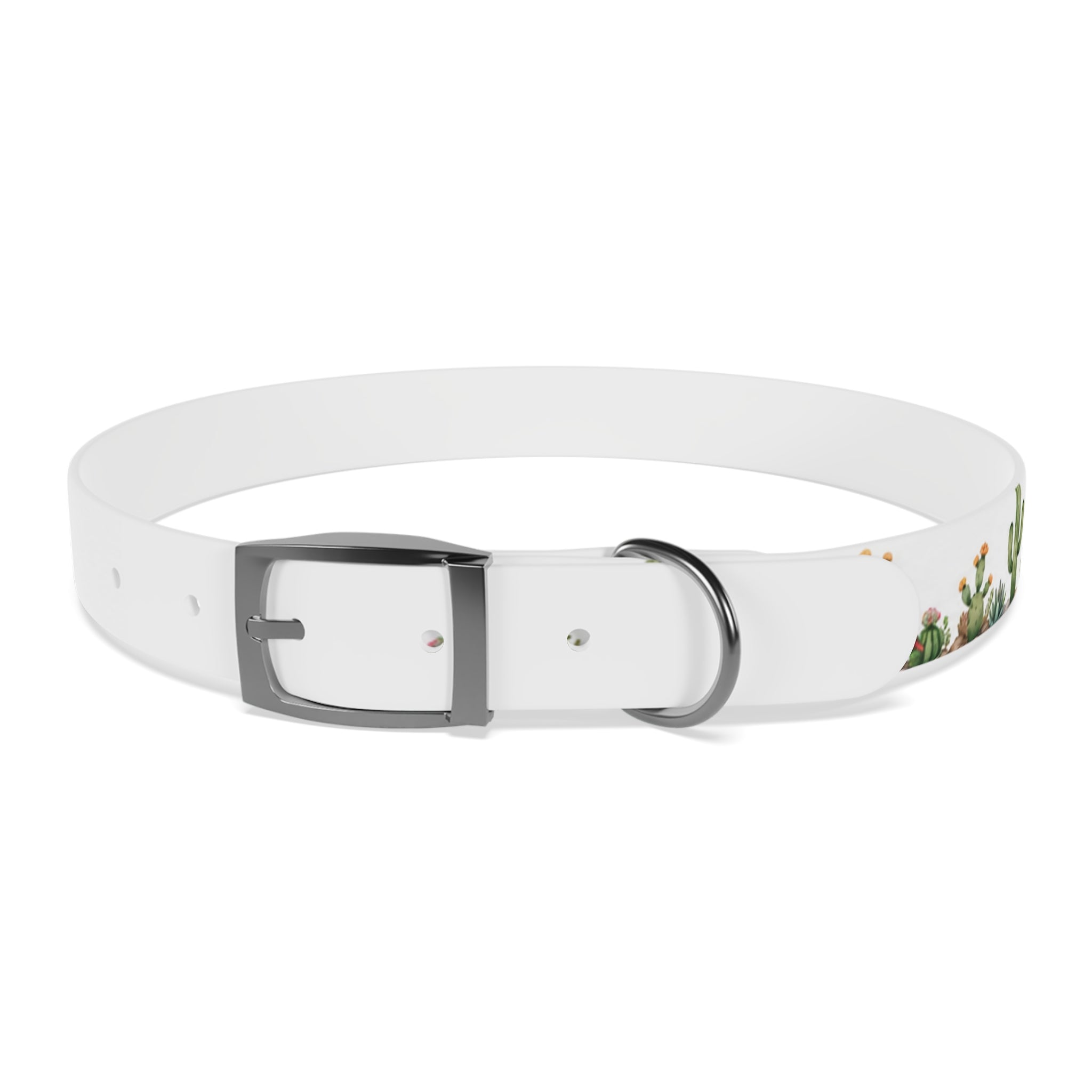 Cactus Garden Dog Collar — Watercolor Succulent Print for Small & Large Dogs